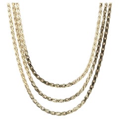 Vintage Triple Strand Layered Multi-Chain Collar Necklace, 14 Karat Yellow Gold