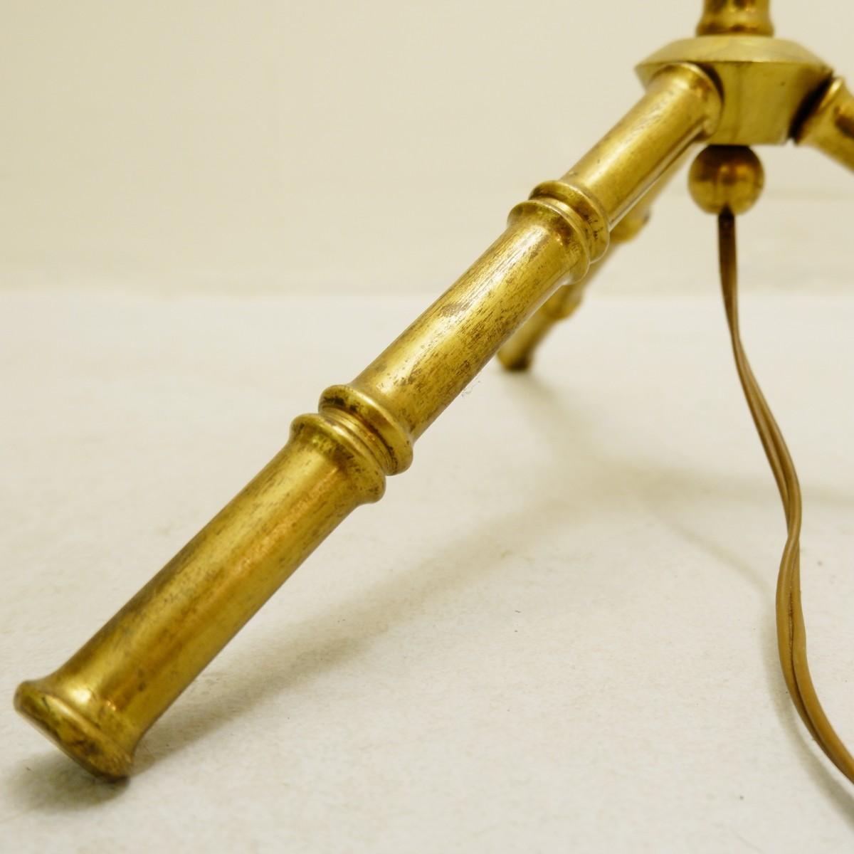 European Vintage Tripod Faux Bamboo Brass Floor Lamp From Maison Baguès