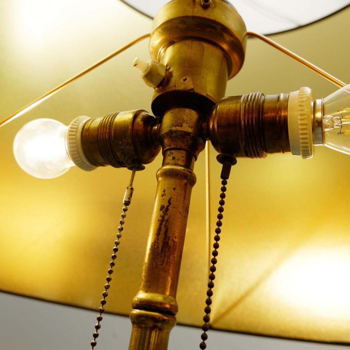 Vintage Tripod Faux Bamboo Brass Floor Lamp From Maison Baguès In Good Condition In Brussels, BE