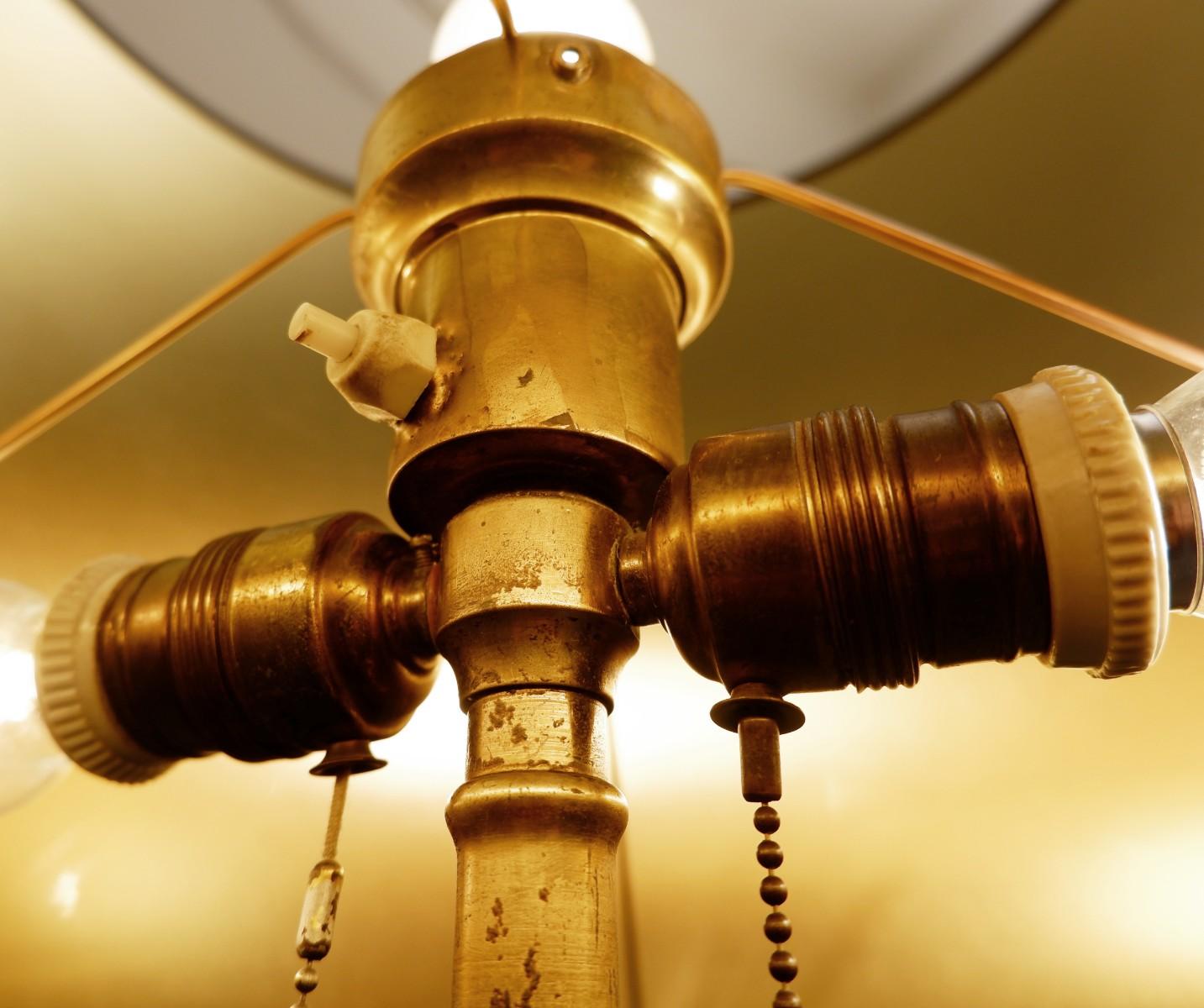 Mid-20th Century Vintage Tripod Faux Bamboo Brass Floor Lamp From Maison Baguès