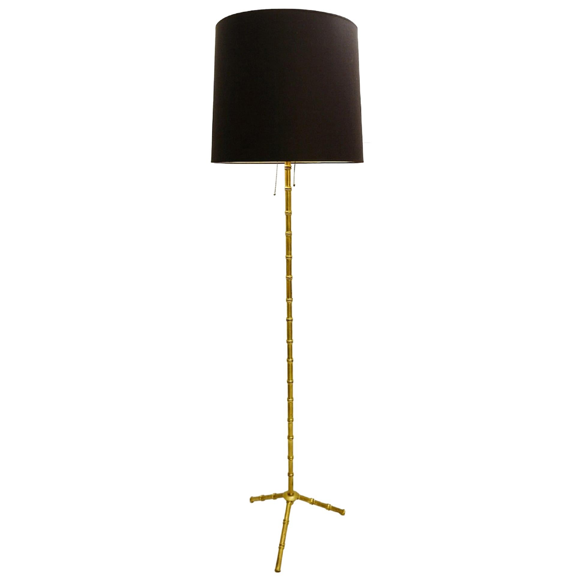 Vintage Tripod Faux Bamboo Brass Floor Lamp From Maison Baguès