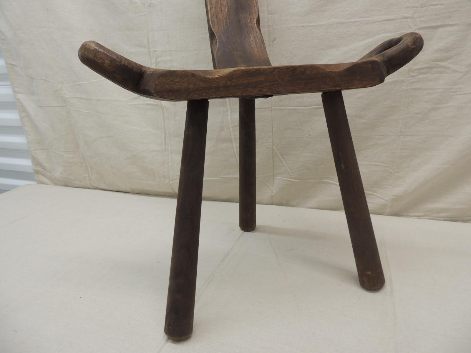 Tribal Vintage Tripod Legs Wood Birthing Petite Side Chair