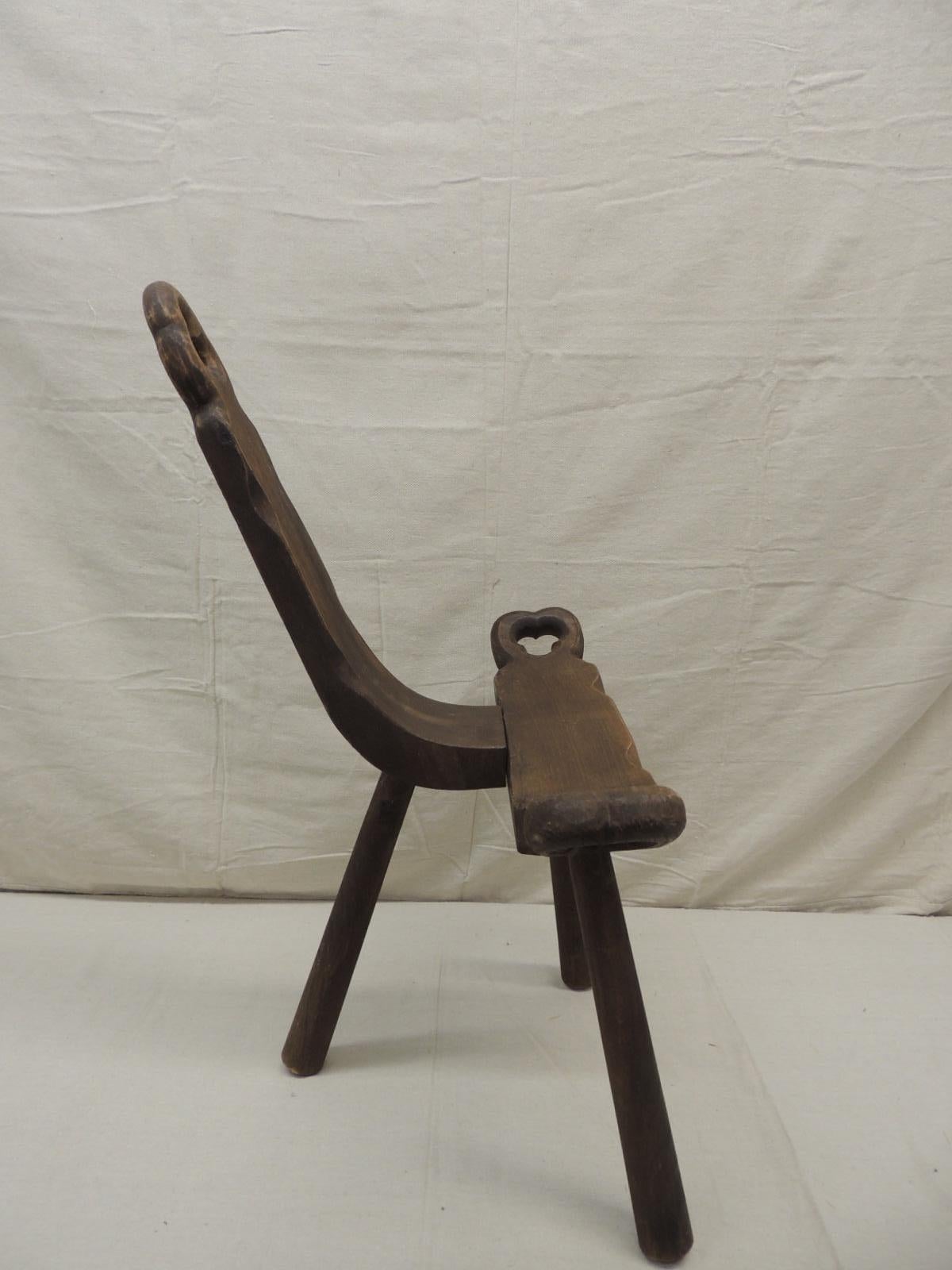 Malian Vintage Tripod Legs Wood Birthing Petite Side Chair