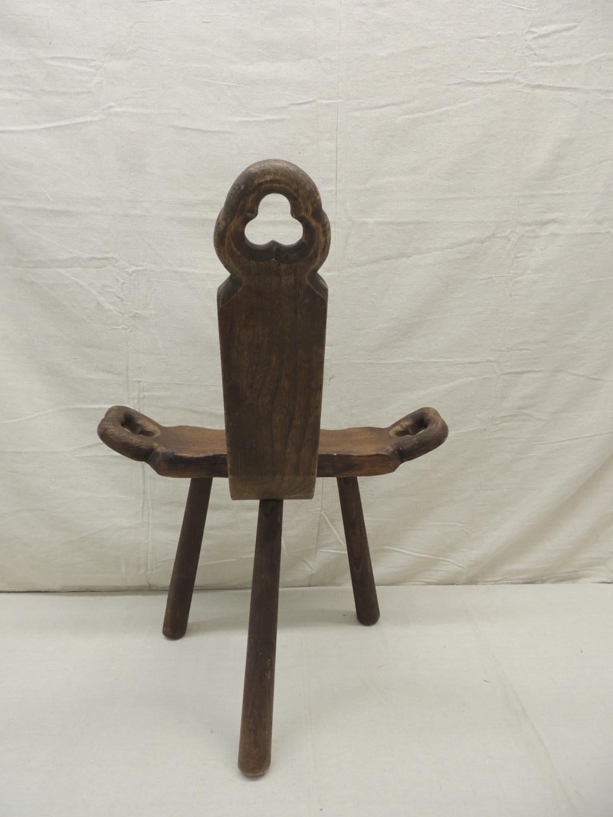 Hand-Crafted Vintage Tripod Legs Wood Birthing Petite Side Chair