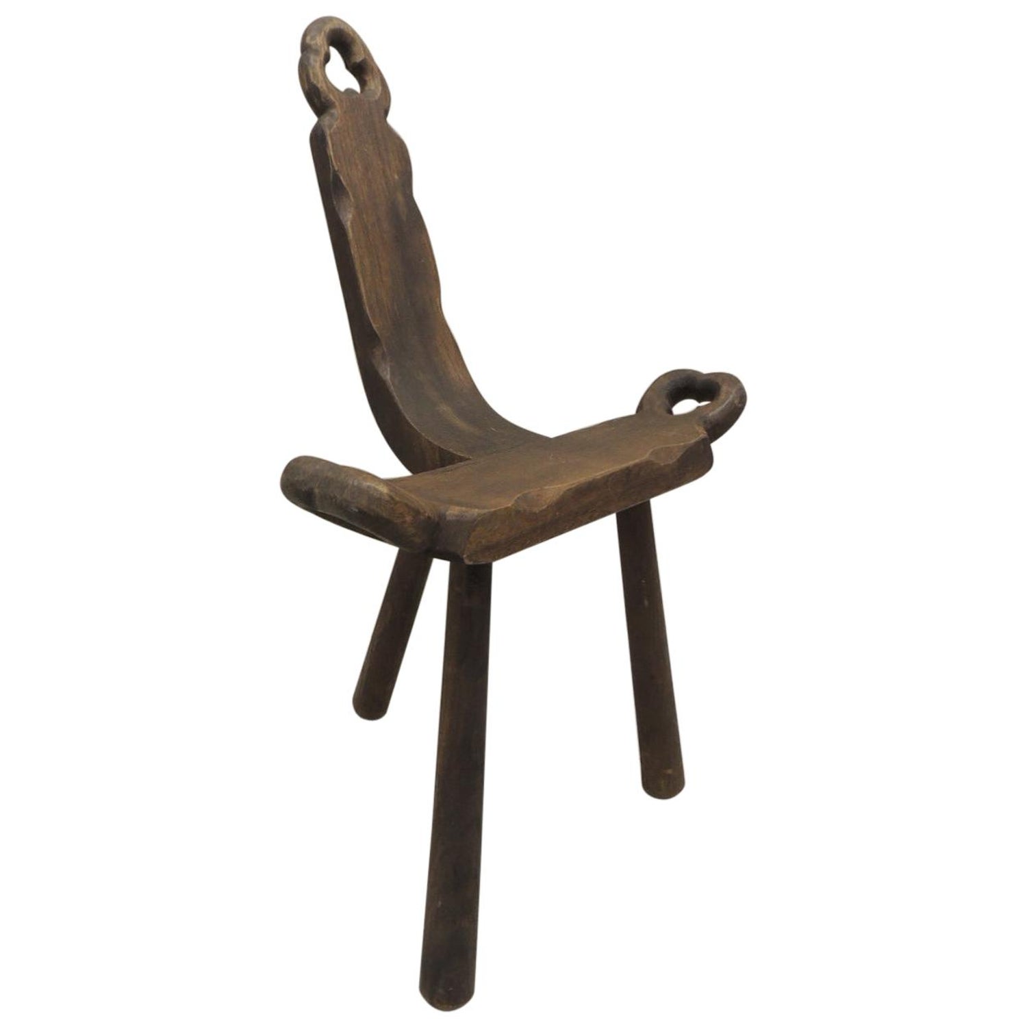 Vintage Tripod Legs Wood Birthing Petite Side Chair For Sale At 1stdibs