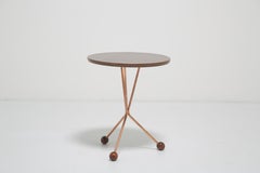 Vintage Tripod Side Teak and Copper Table by Albert Larsson for Tibro, 1950s.