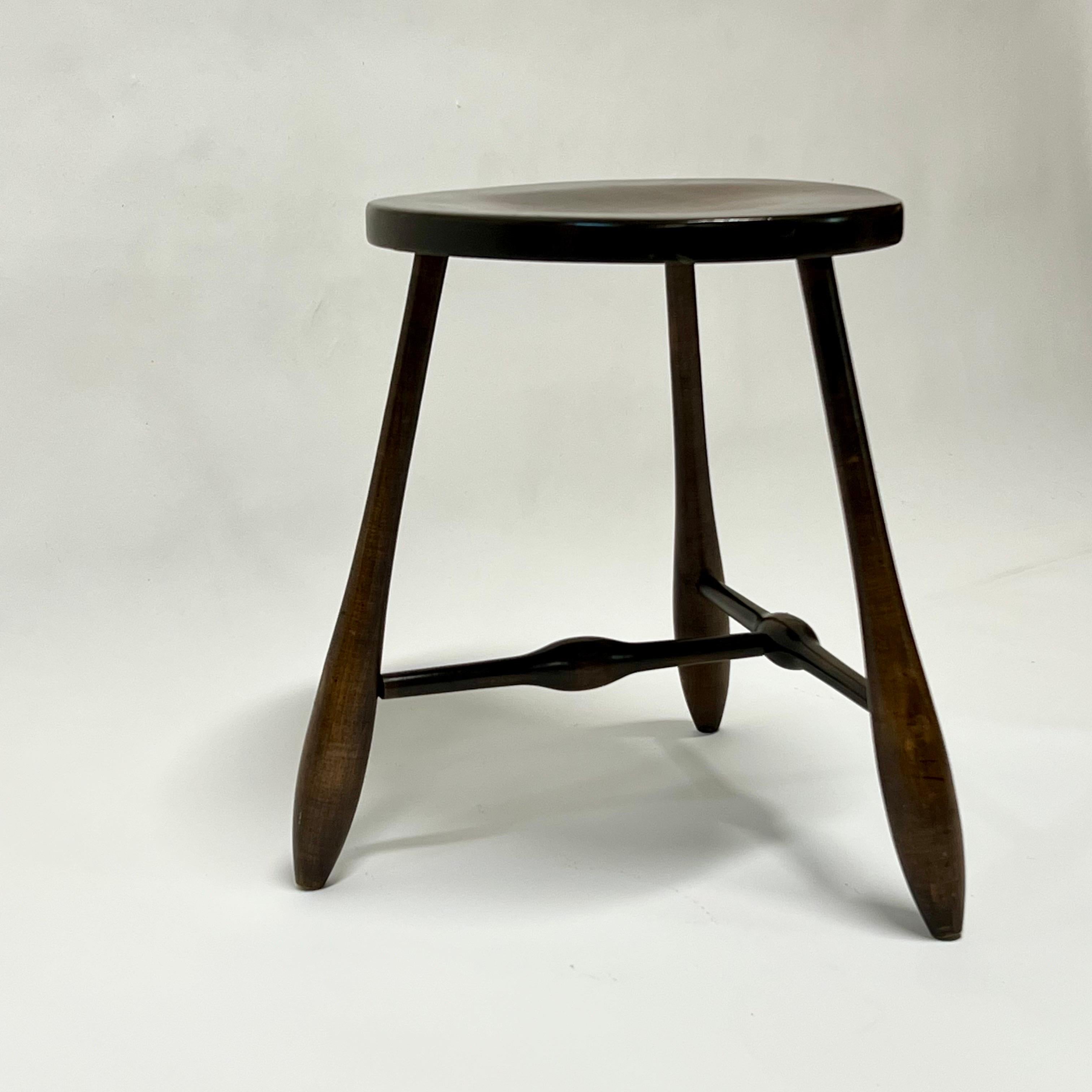 Walnut Vintage Tripod Stool by Hale of Vermont c1960s For Sale