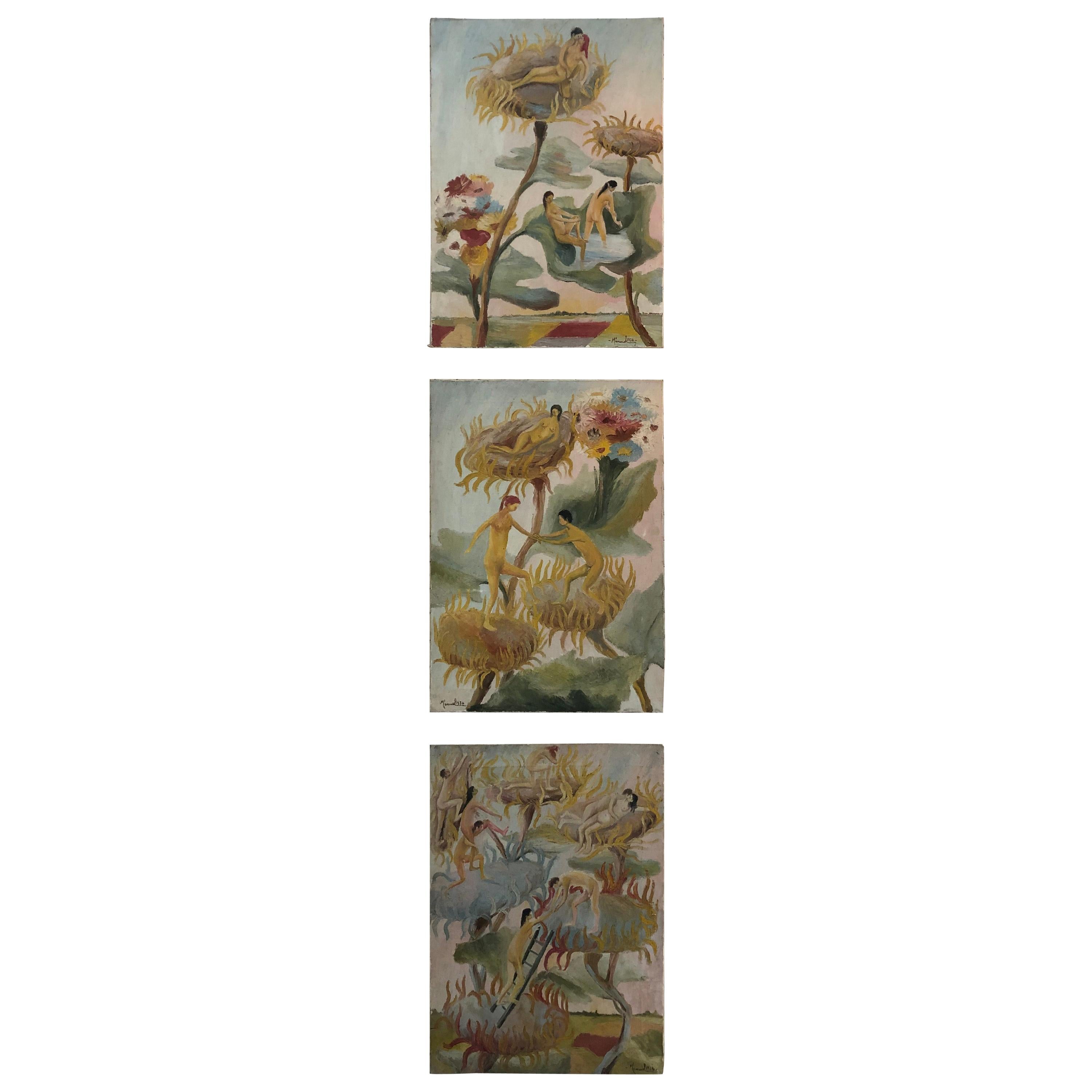 Vintage Triptych by Manuel For Sale