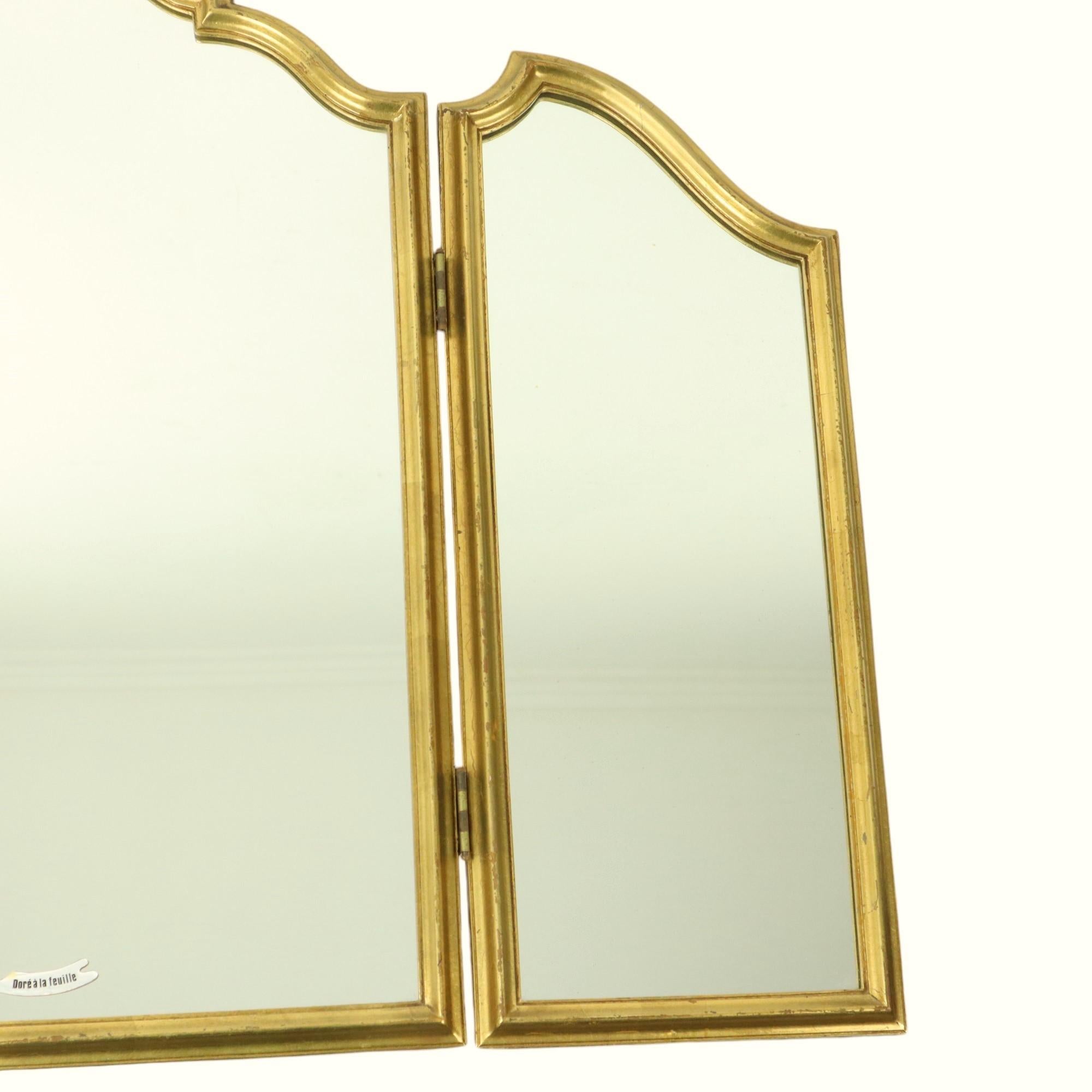 20ième siècle Triptyque miroir doré Hollywood Regency 86 cm en vente