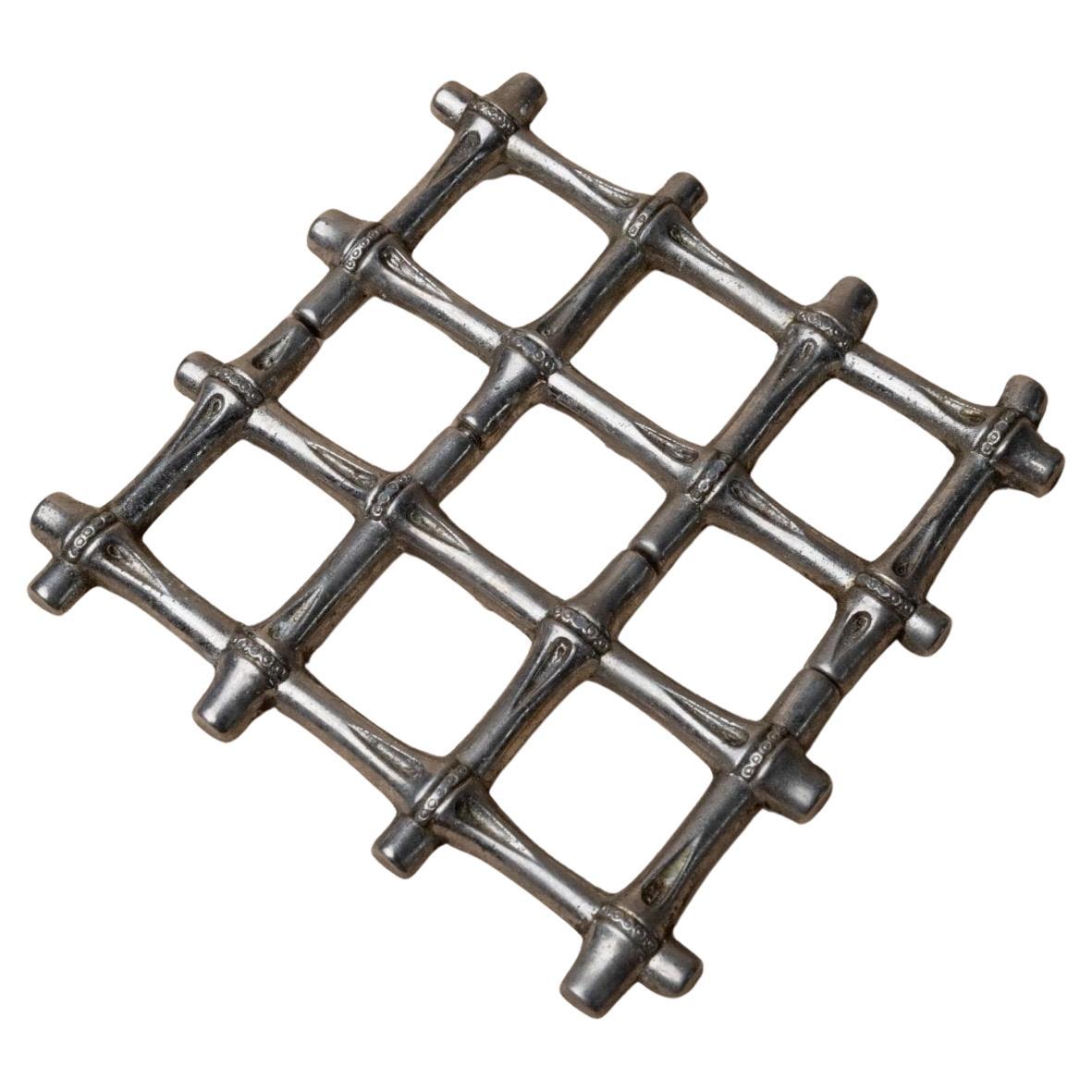 Vintage Untersetzer Versilbertes Bambus-Design - FB Rogers, 1970er Jahre im Angebot