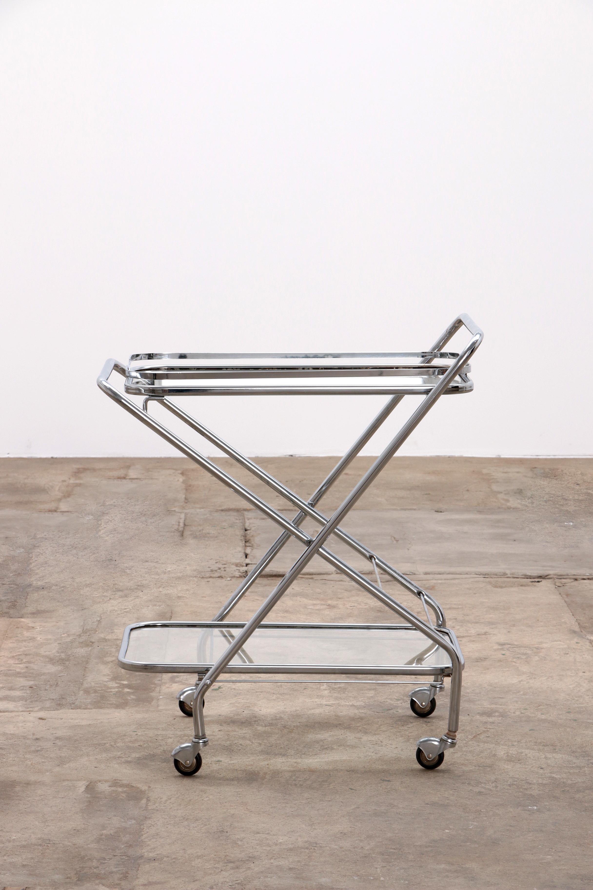 French Vintage trolley nice chrome or bar cart, 1960 France. For Sale