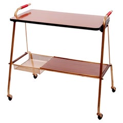 Vintage Trolley or Serving Trolley Metal with Wood, 1950, France