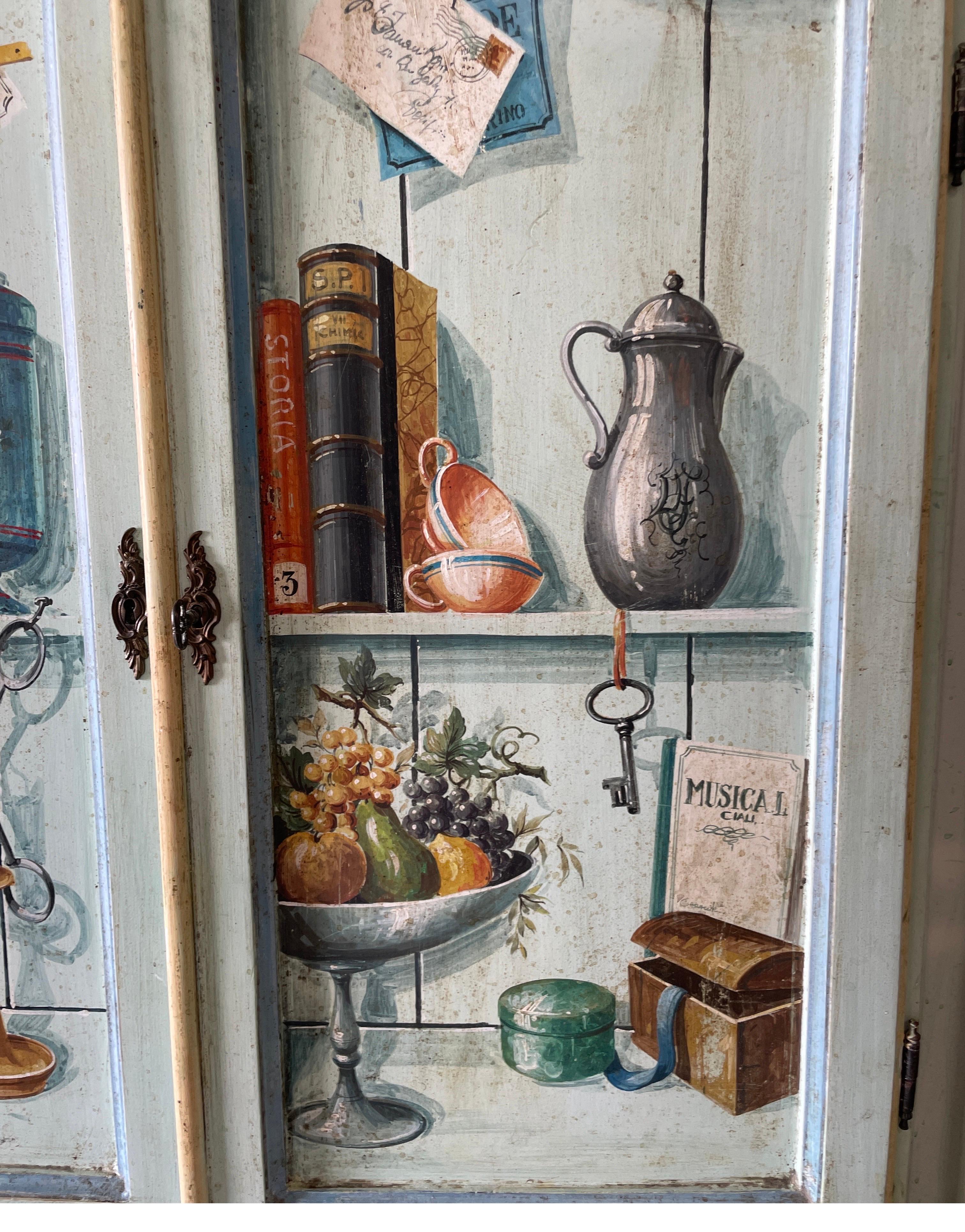 Vintage Trompe-L' oeil Painted Secretary in Fornasetti Style 5