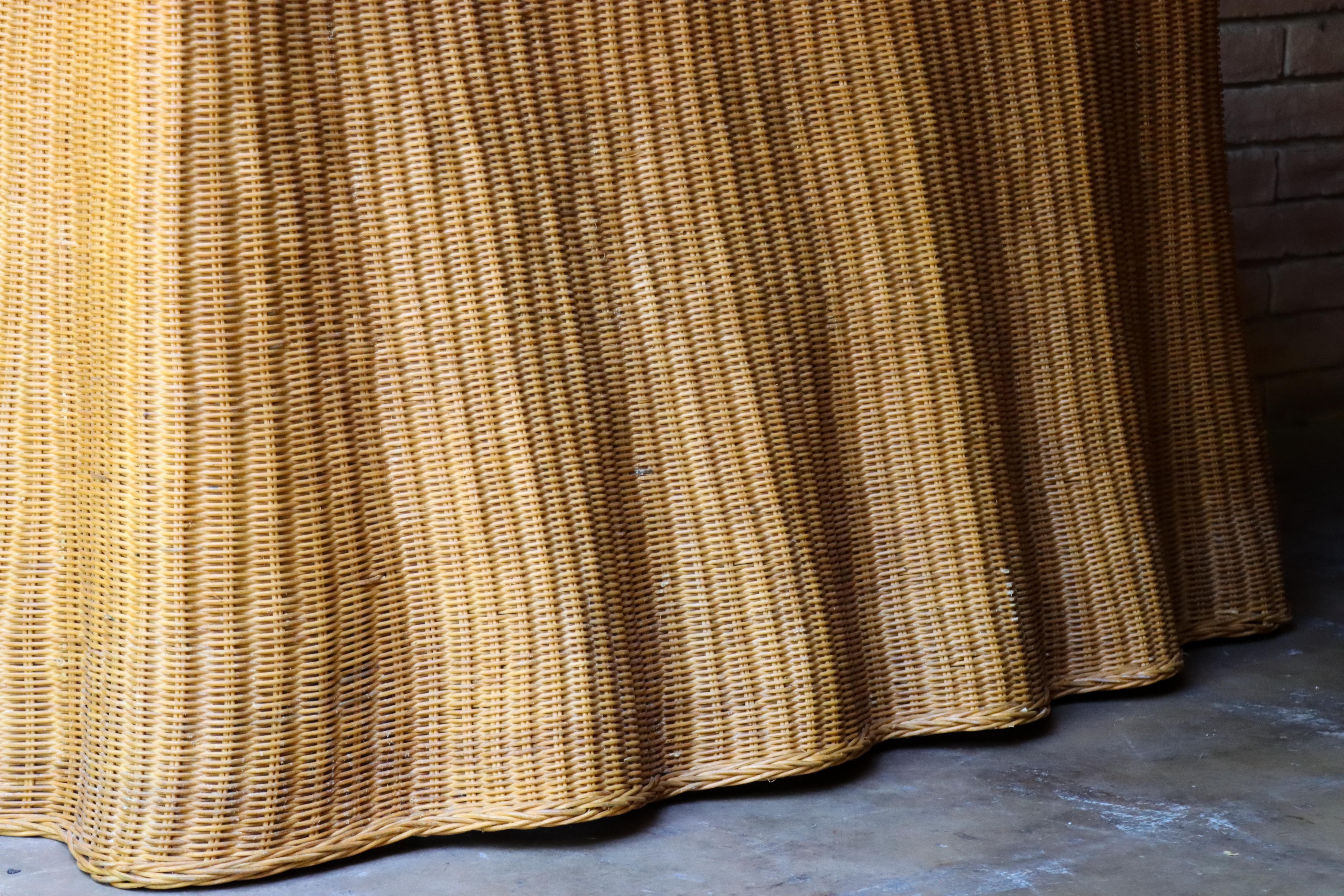Hand-Crafted Vintage Trompe L'oeil 'Draped' Wicker Ghost Console Table