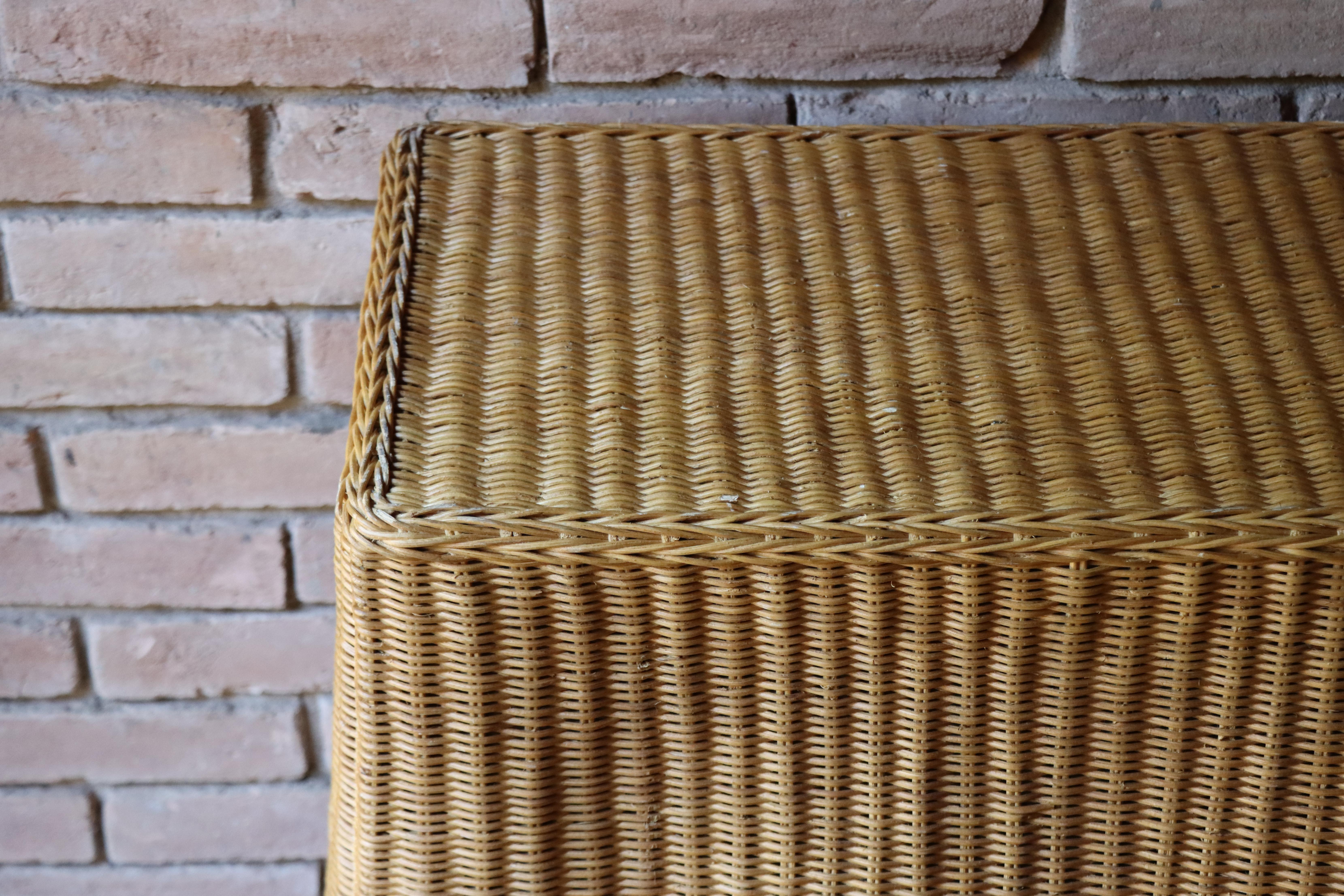 Late 20th Century Vintage Trompe L'oeil 'Draped' Wicker Ghost Console Table