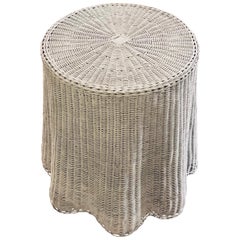 Vintage Trompe l'Oeil Draped Wicker Table