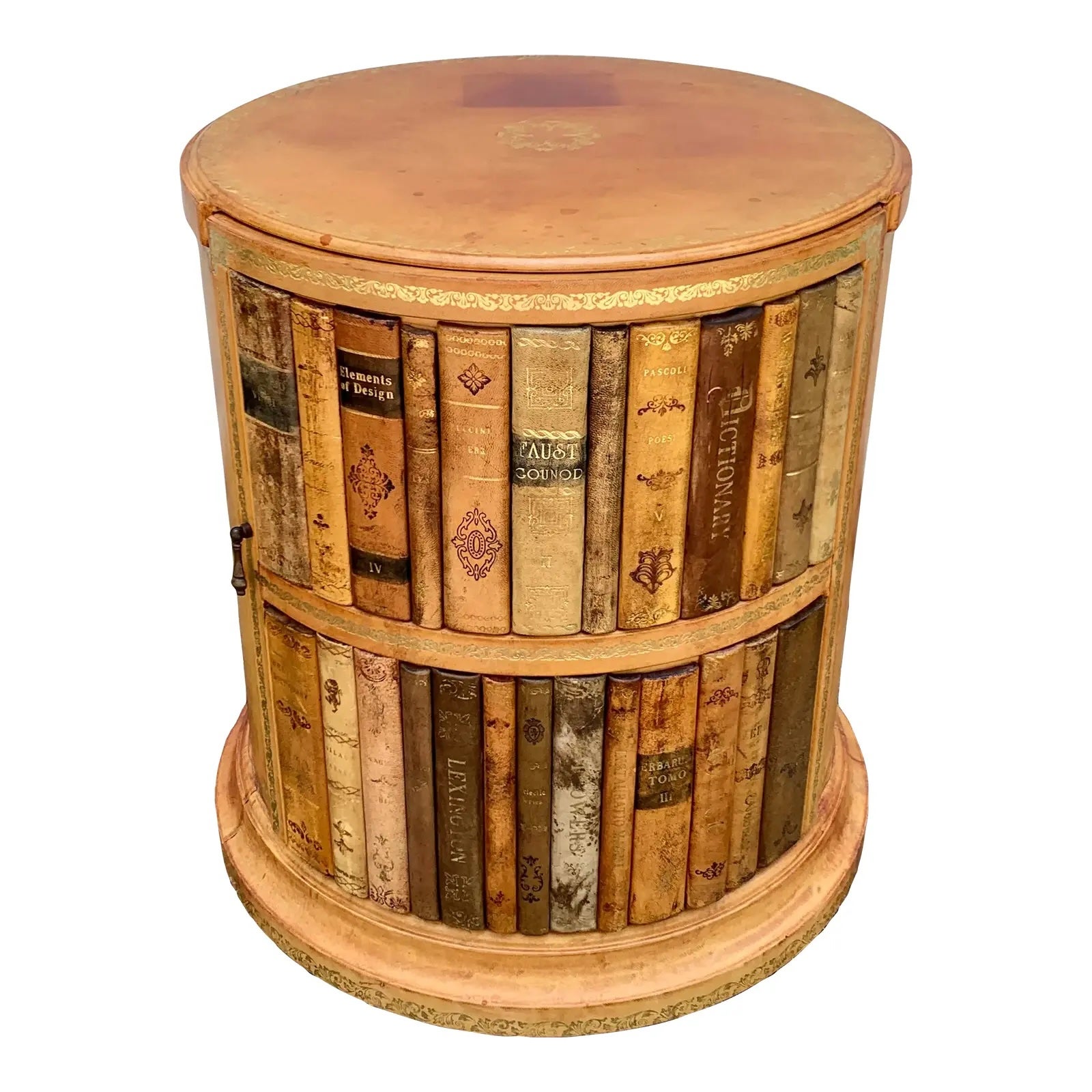 Tavolino porta libri in finta pelle goffrata in stile Regency con effetto trompe-l'œil in vendita