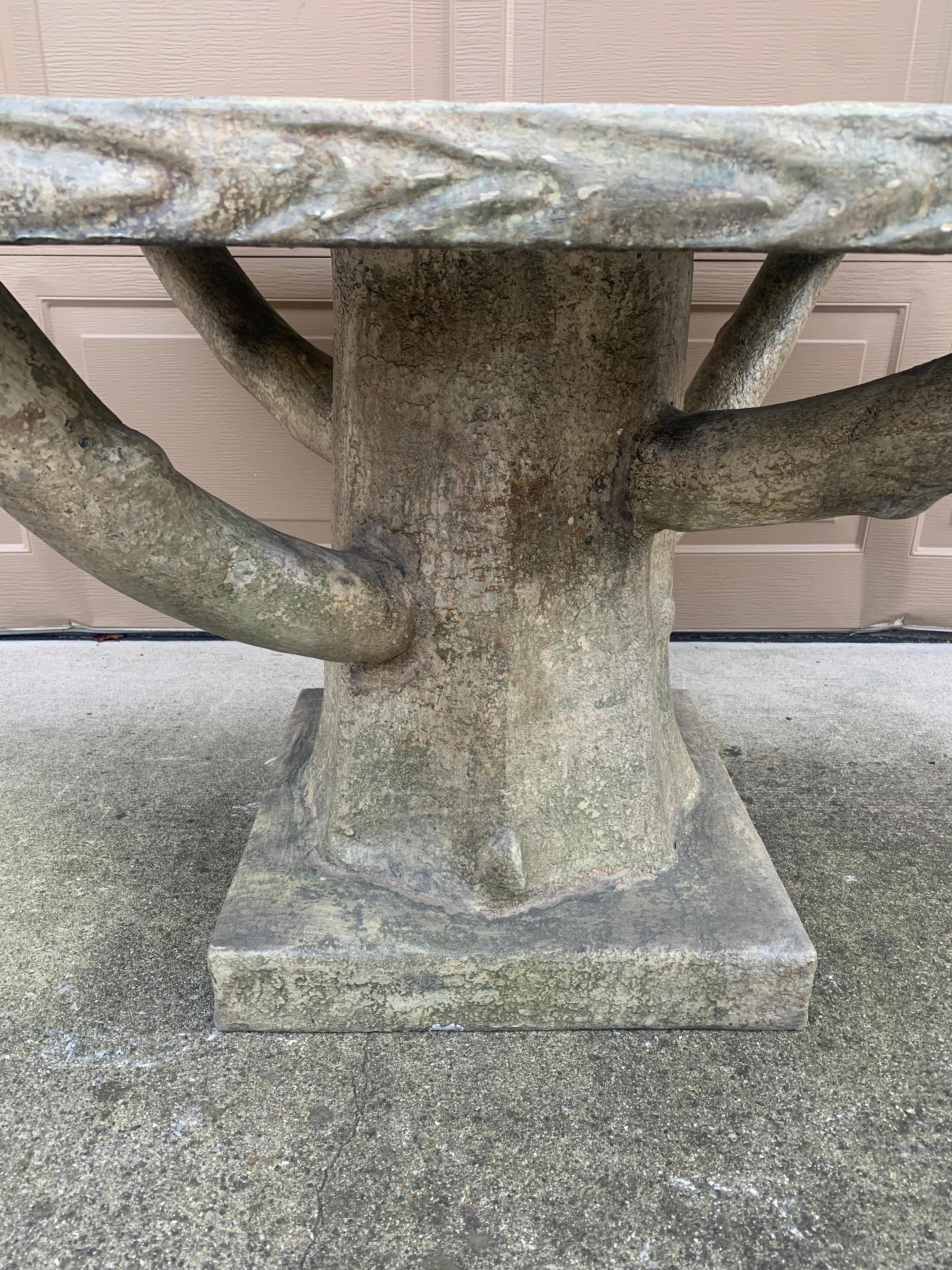 Vintage Trompe l'Oeil Faux Bois Tree Form Outdoor Dining Table 3