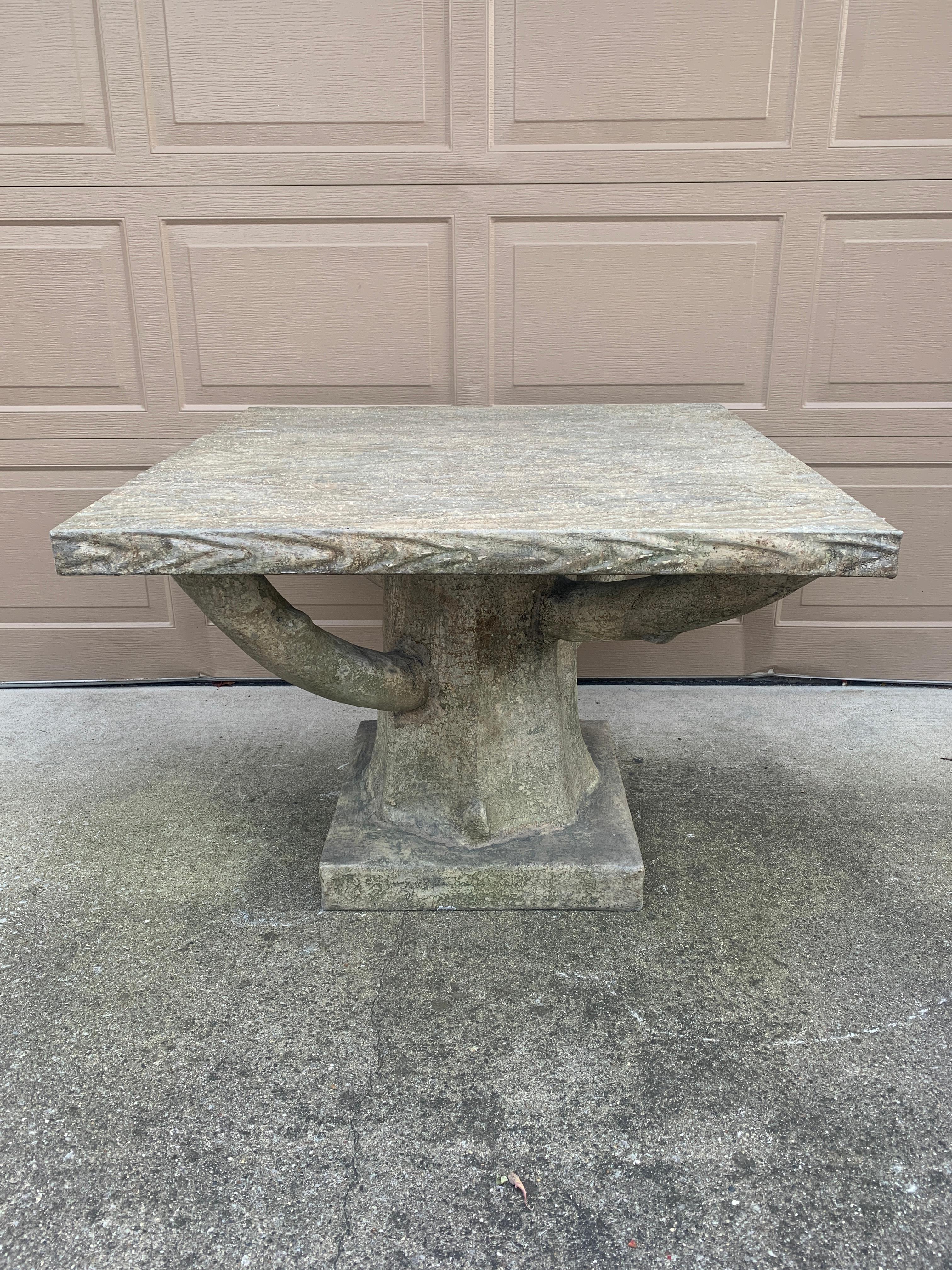 Vintage Trompe l'Oeil Faux Bois Tree Form Outdoor Dining Table 9
