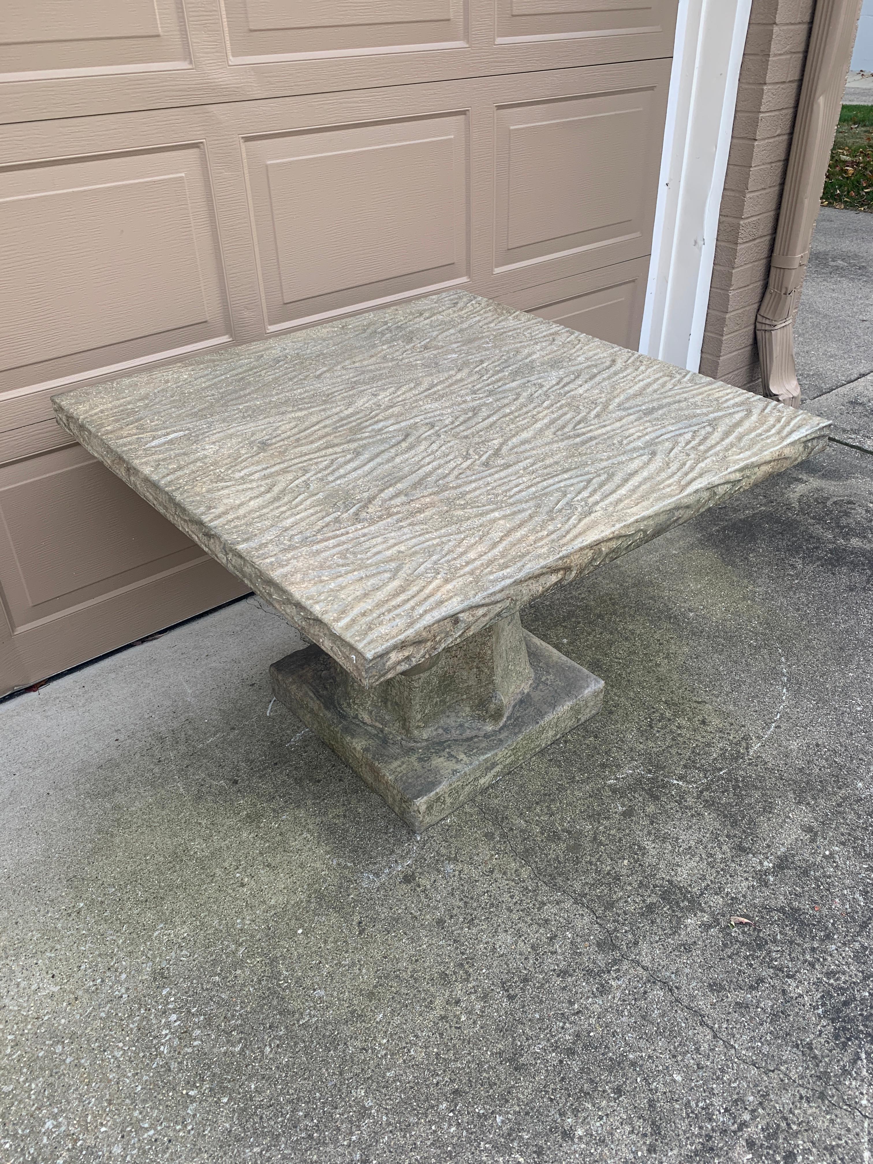 Contemporary Vintage Trompe l'Oeil Faux Bois Tree Form Outdoor Dining Table