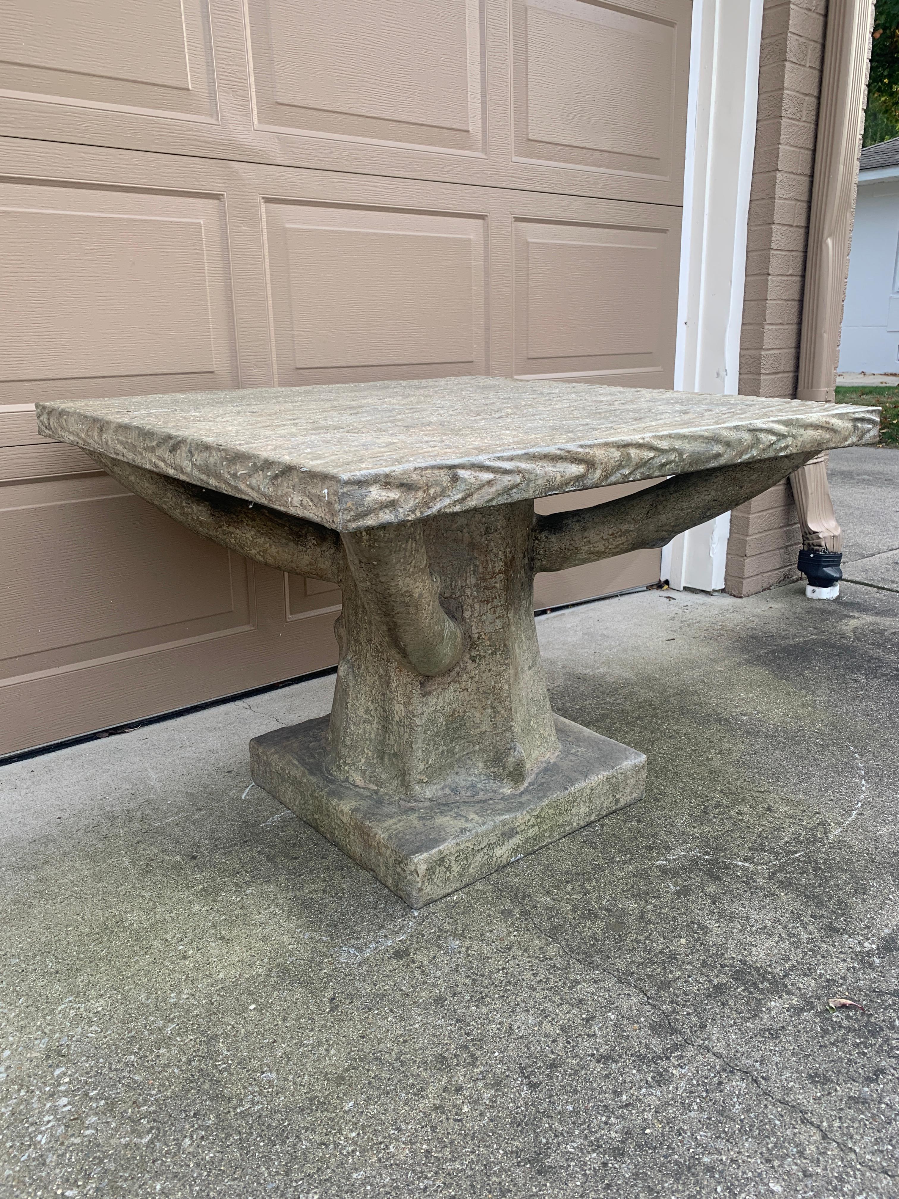 Iron Vintage Trompe l'Oeil Faux Bois Tree Form Outdoor Dining Table