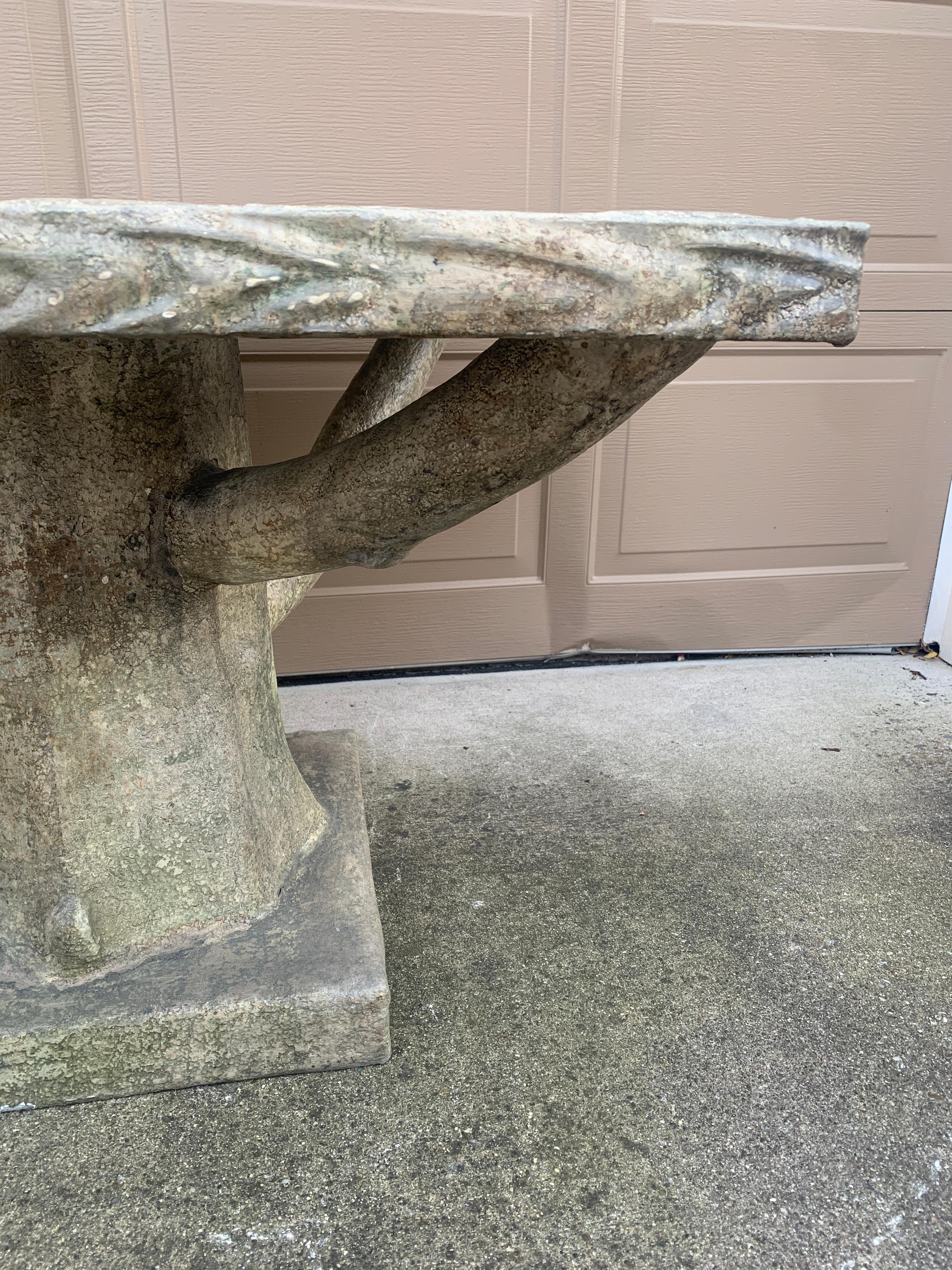 Vintage Trompe l'Oeil Faux Bois Tree Form Outdoor Dining Table 2