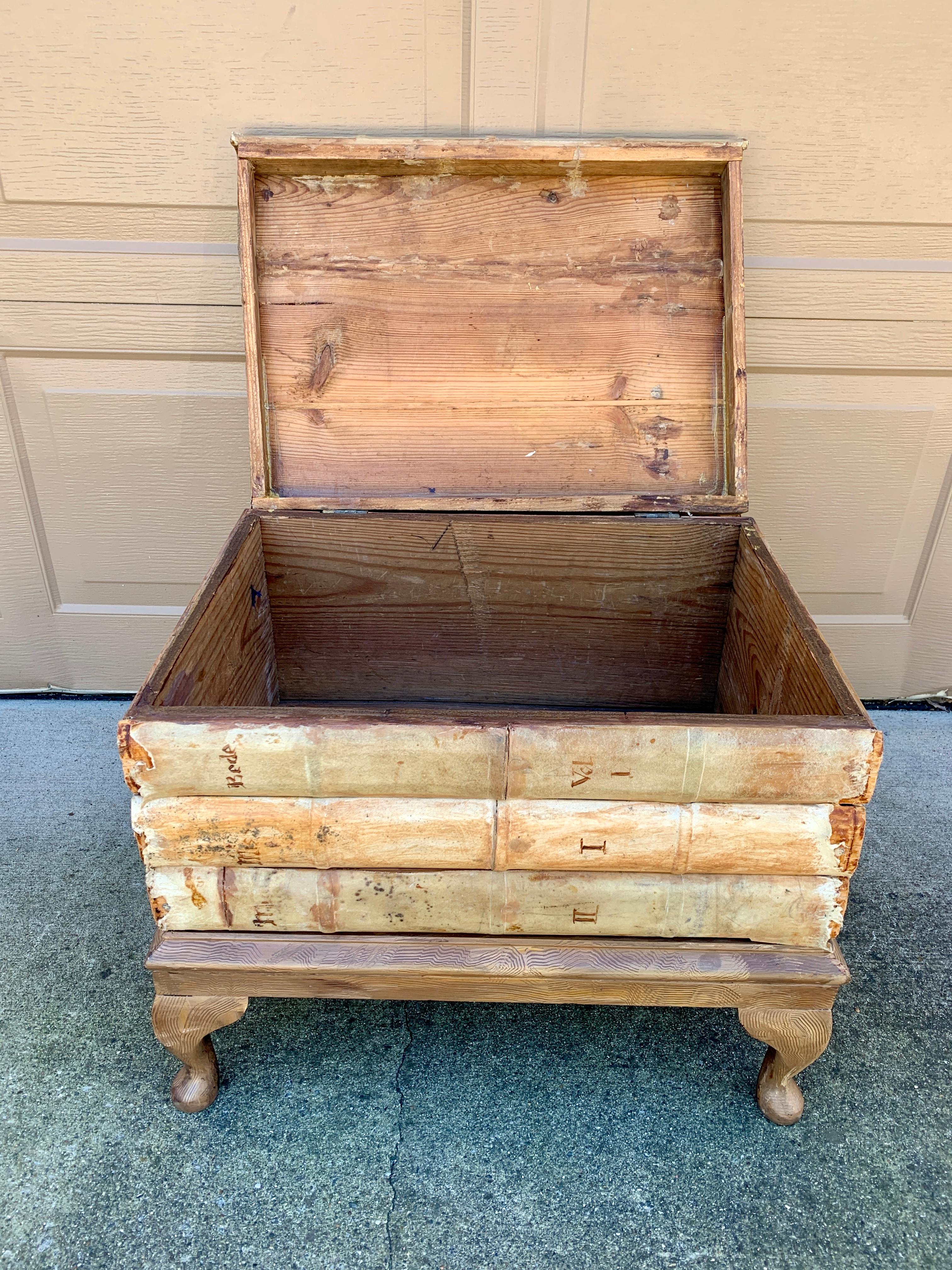 Vintage Trompe l'Oeil Faux Stack of Books Side Table For Sale 5