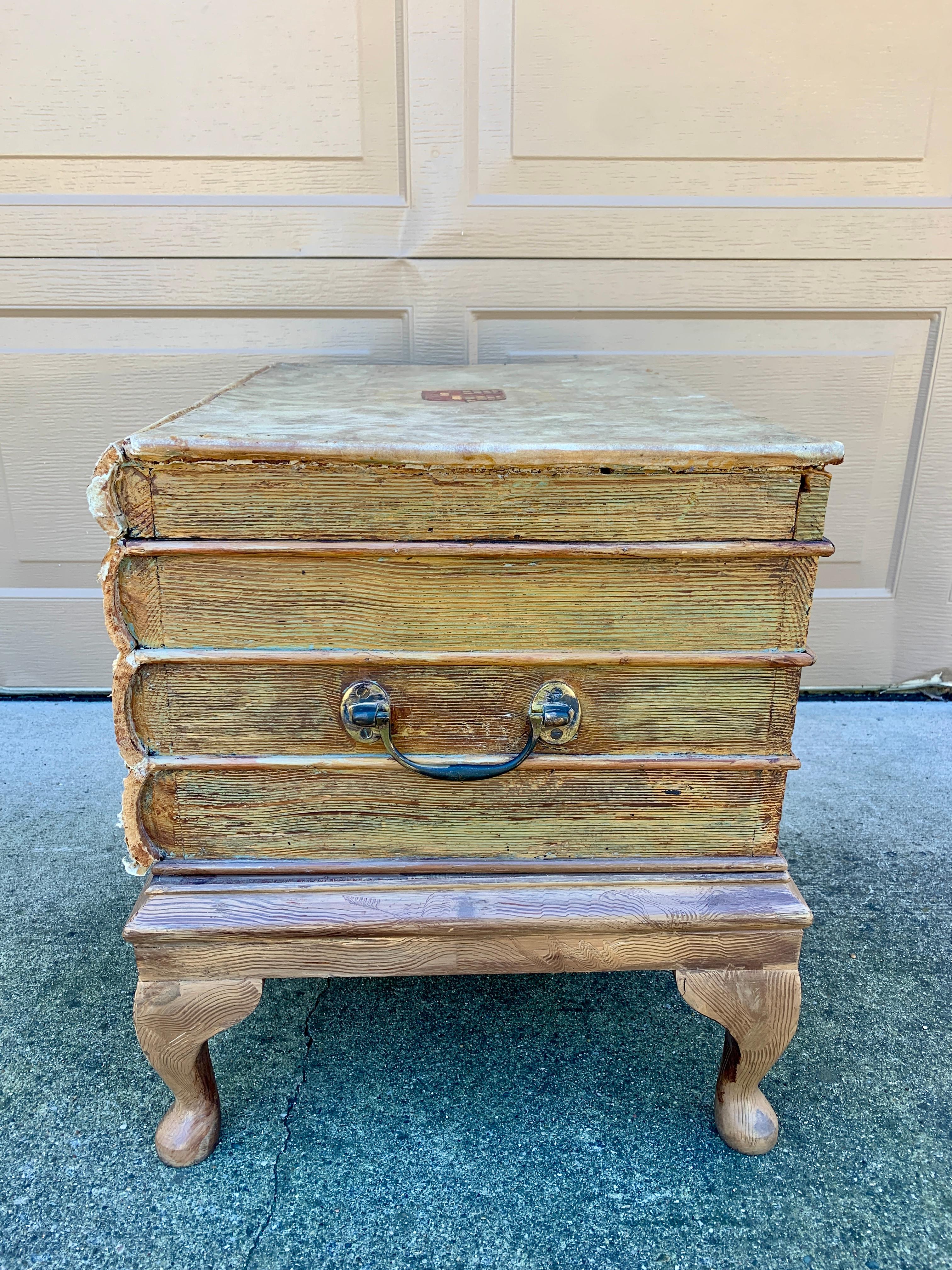 Vintage Trompe l'Oeil Faux Stack of Books Side Table For Sale 7