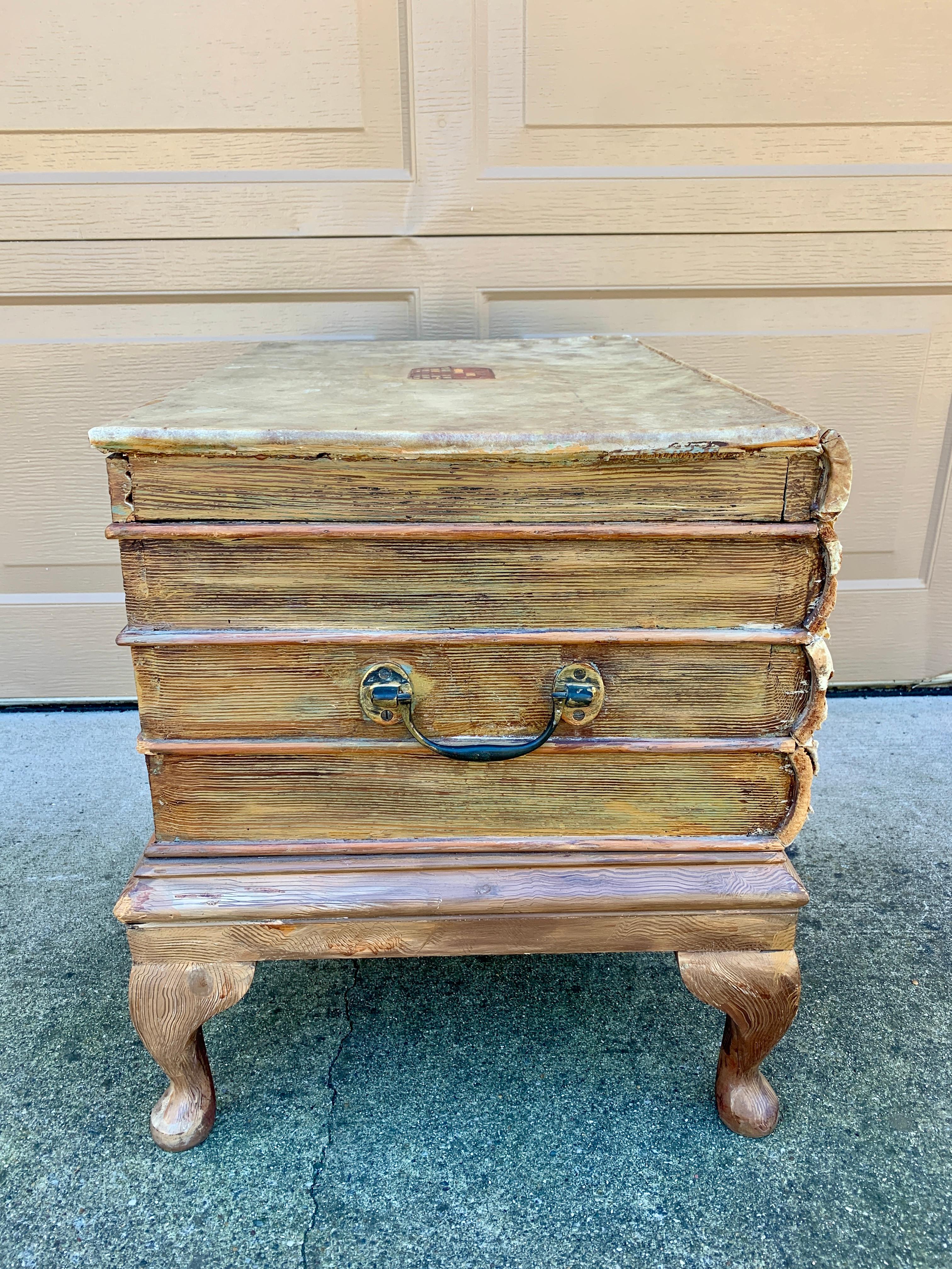 Vintage Trompe l'Oeil Faux Stack of Books Side Table For Sale 9