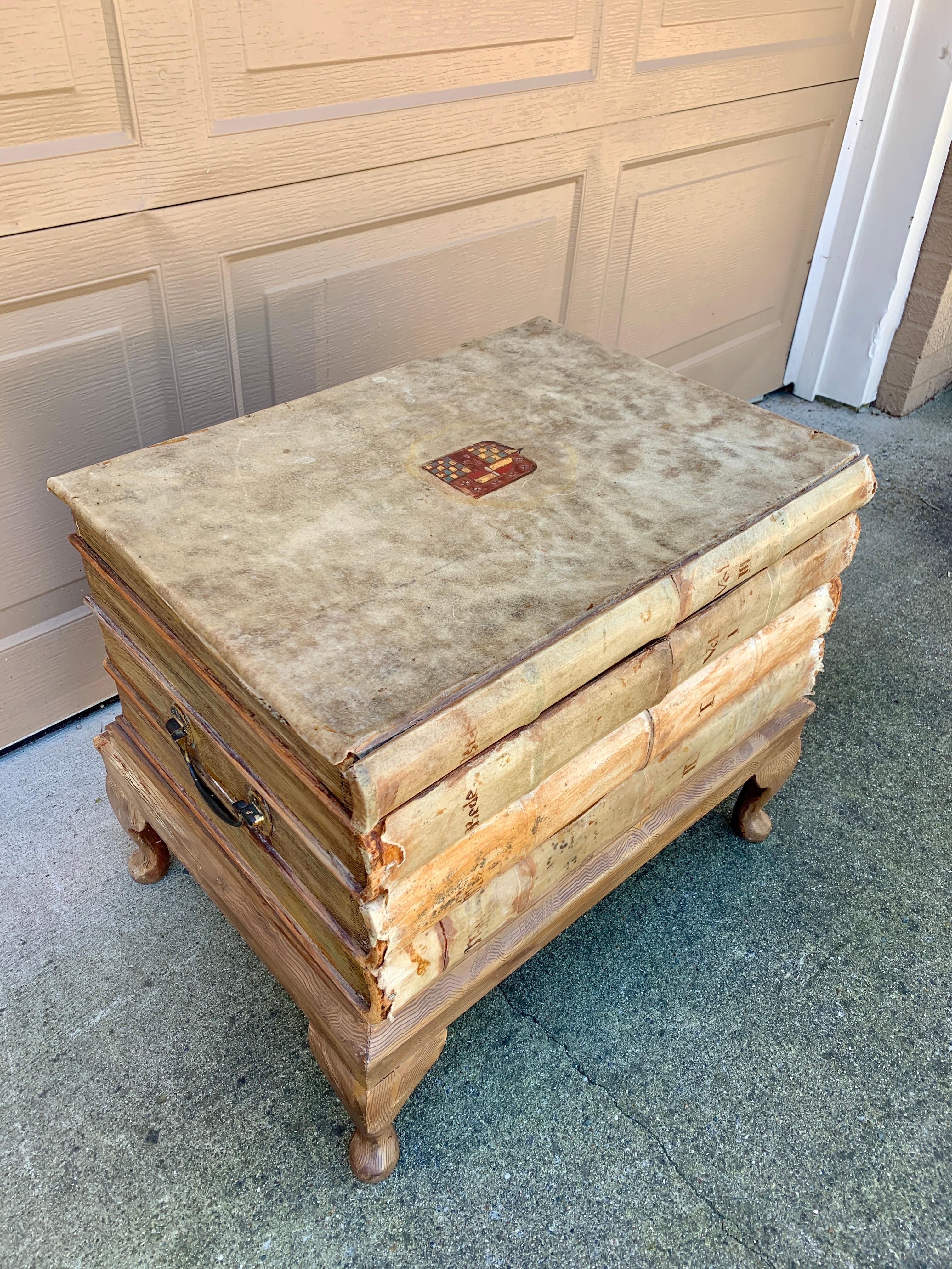 Late 20th Century Vintage Trompe l'Oeil Faux Stack of Books Side Table For Sale