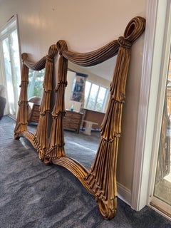 Espejos vintage Trompe L'oeil Hollywood Regency Drape Swag - un par