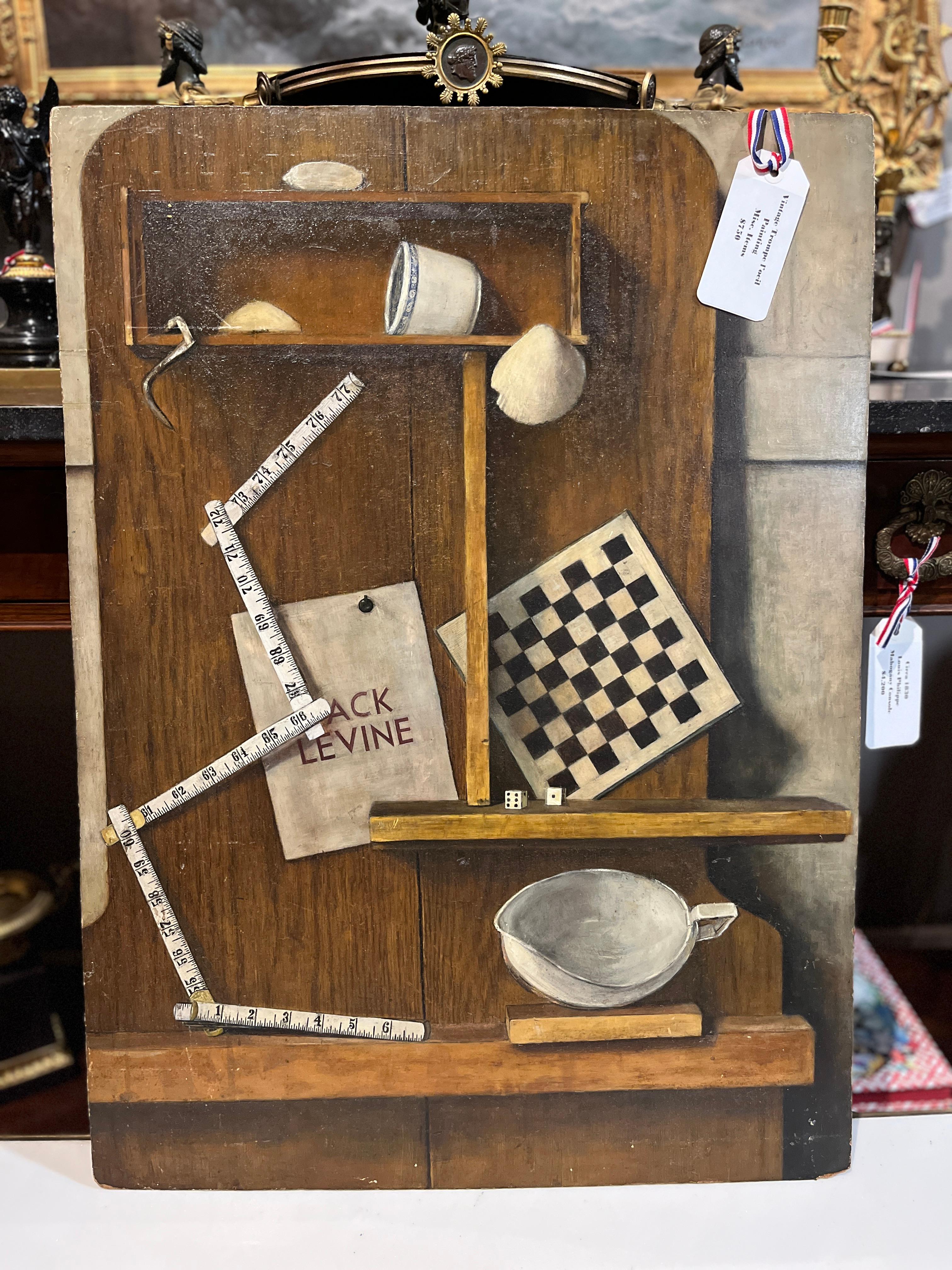Baroque Vintage Trompe L'oeil Painting For Sale