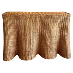 Vintage Trompe l’Oeil Wicker Console Table with Sculptural Draped Silhouette