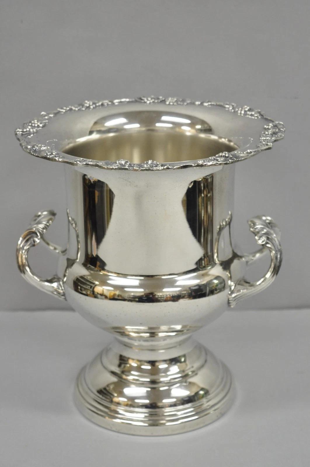 Coppa trofeo vintage placcata in argento Grapevine Bar Champagne Chiller Secchiello per ghiaccio in vendita 4