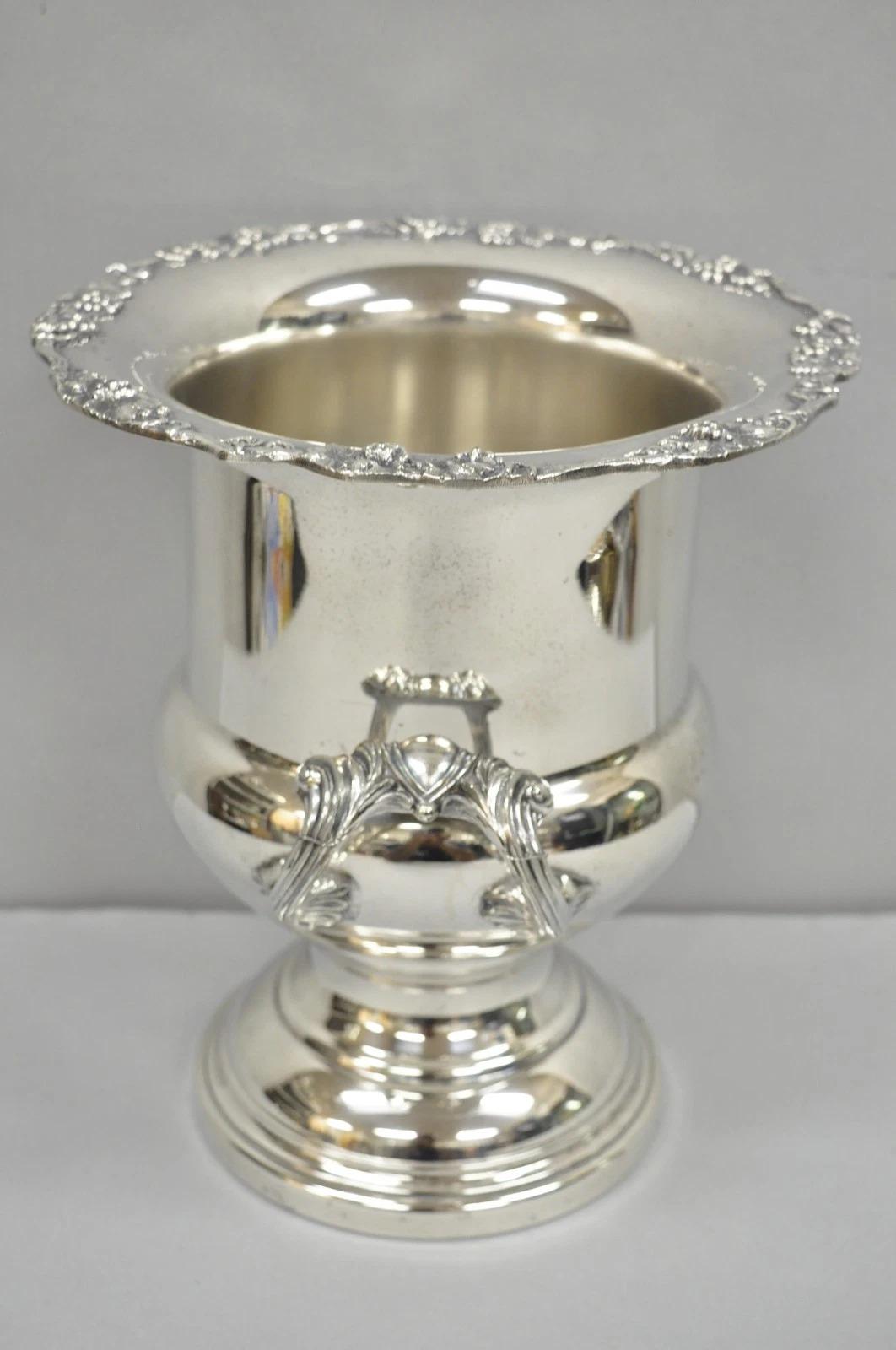 Vittoriano Coppa trofeo vintage placcata in argento Grapevine Bar Champagne Chiller Secchiello per ghiaccio in vendita