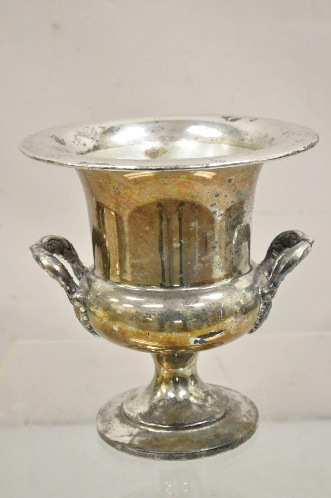 Vintage Trophy Cup Worn Silver Plated Champagne Chiller Ice Bucket by Bristol For Sale 4