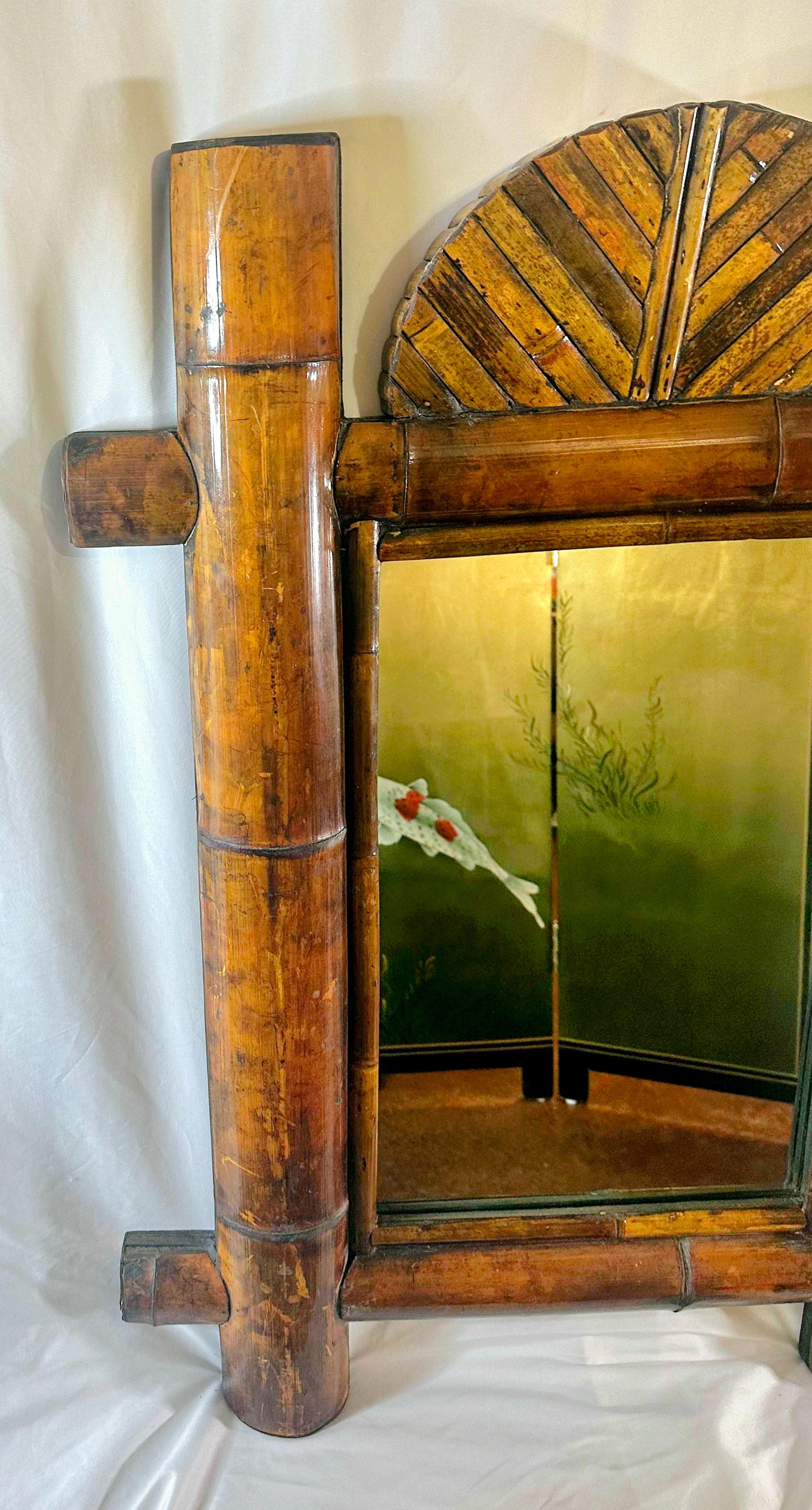 Vintage Tropical Bamboo Mirror For Sale 5