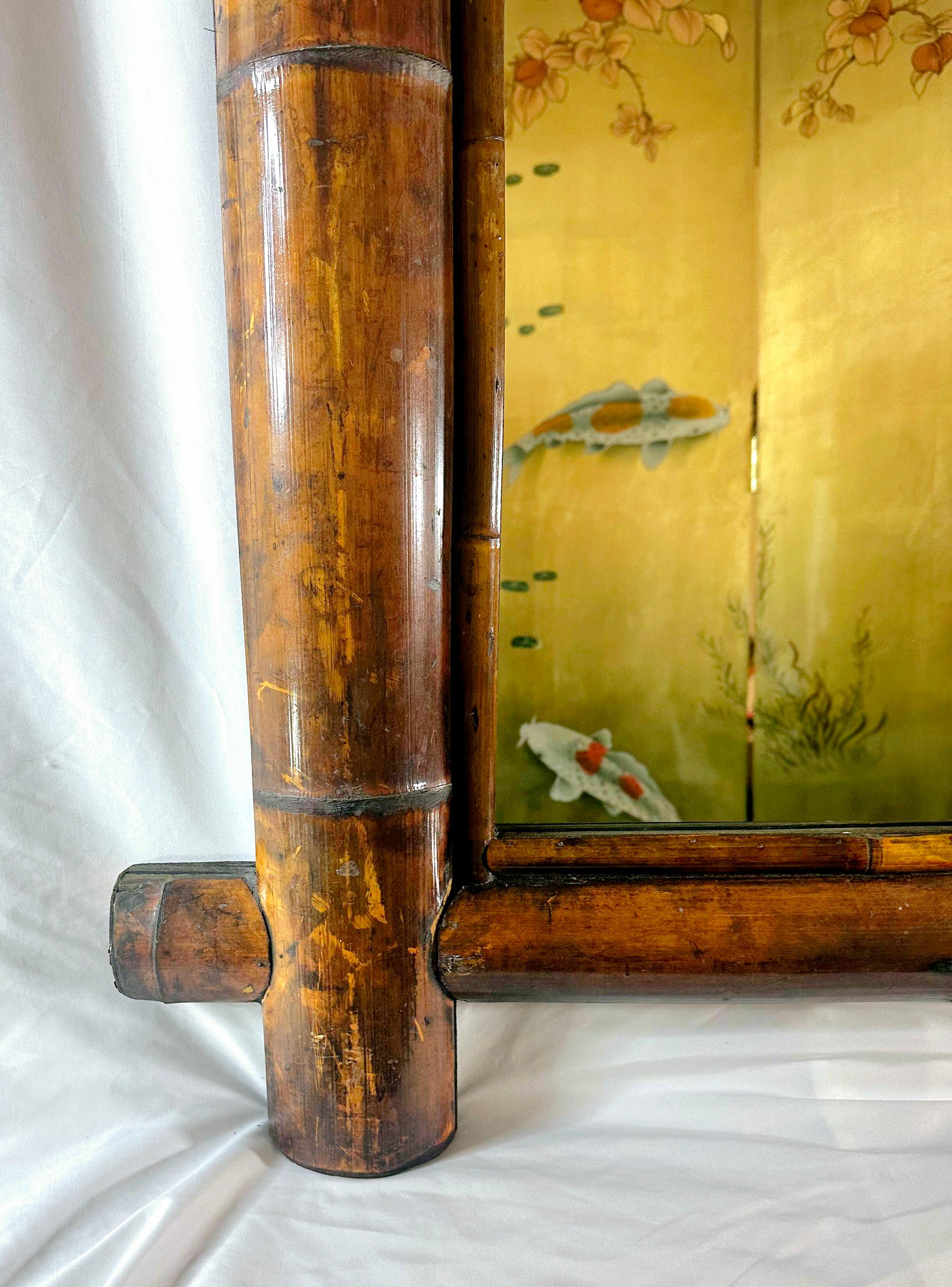 Unknown Vintage Tropical Bamboo Mirror For Sale