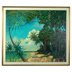 Quadro d'epoca con paesaggio tropicale di John Kiralys