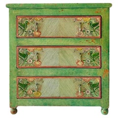 Vintage tropical carved wood and hand painted dresser by Arte De Mexico