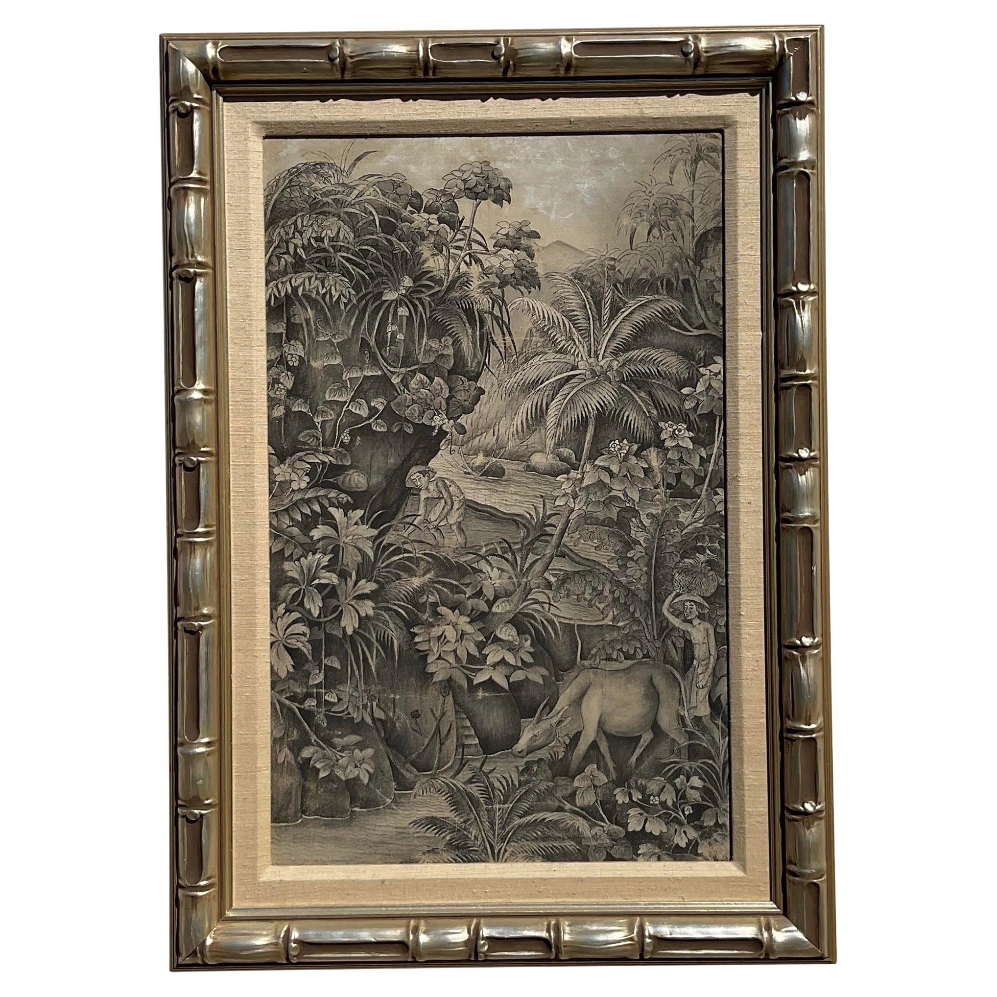 Vintage Tropical Flora and Fauna Original Painting For Sale
