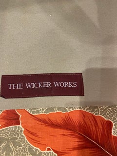 Vintage Tropical Leaf Palm Beach Braided Wicker Arm Lounge Chair by Wicker Works