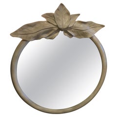 Vintage Tropical Palm Beach Leaf Leaves Round Wall Mirror