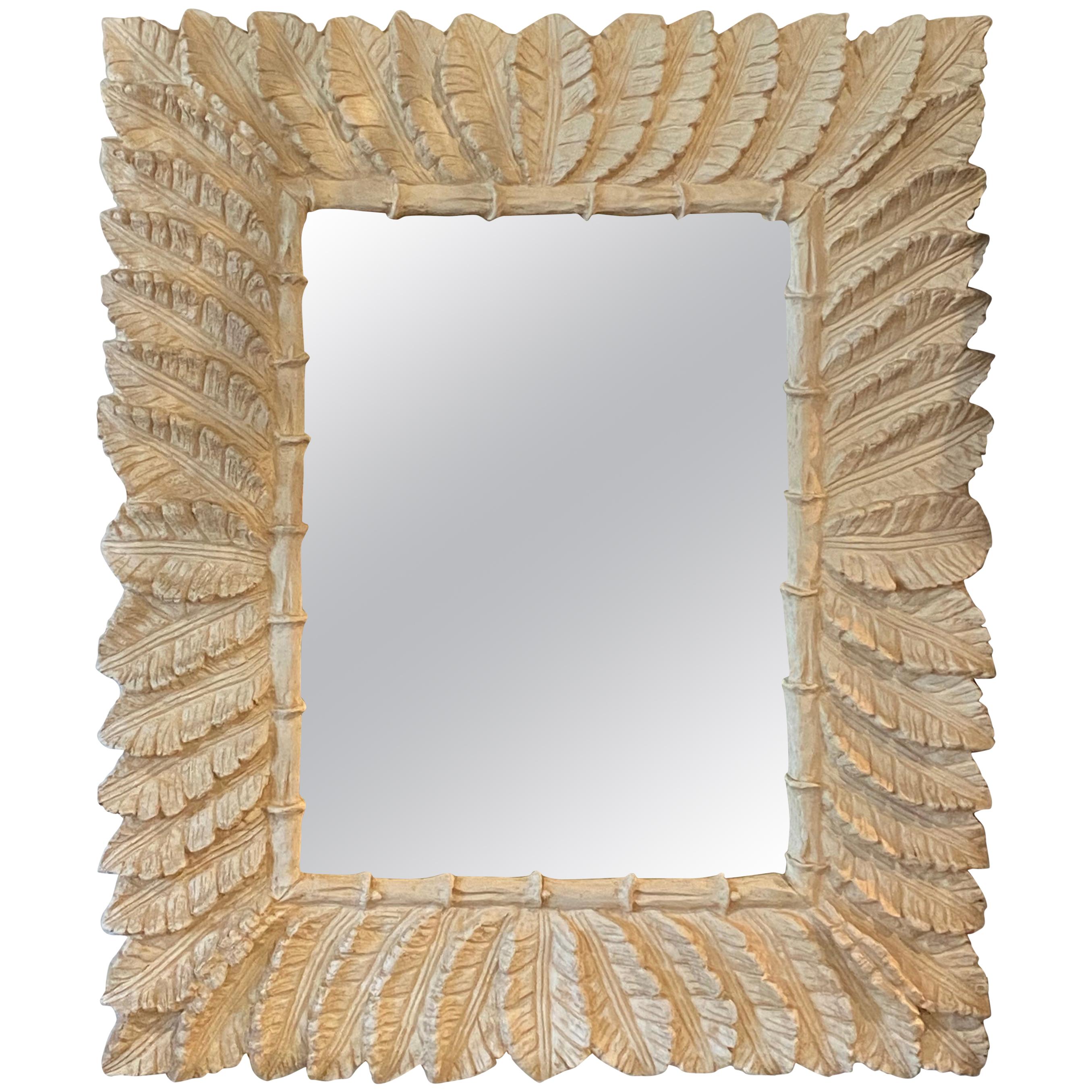 Vintage Tropical Palm Tree Leaf Leaves Faux Bamboo Wall Mirror