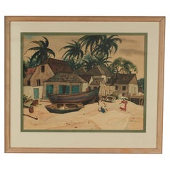 Vintage Tropical Watercolor of Barbados by Wilmot Emerton Heitland