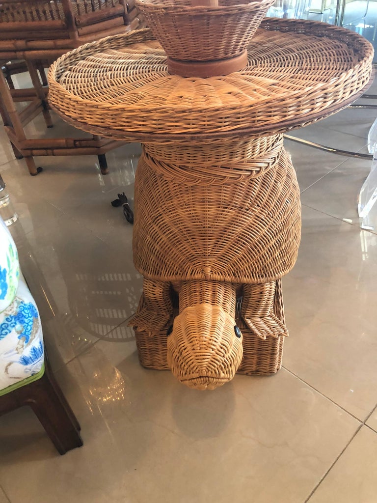Vintage Tropical Wicker Turtle Side End Table Floor Lamp at 1stDibs