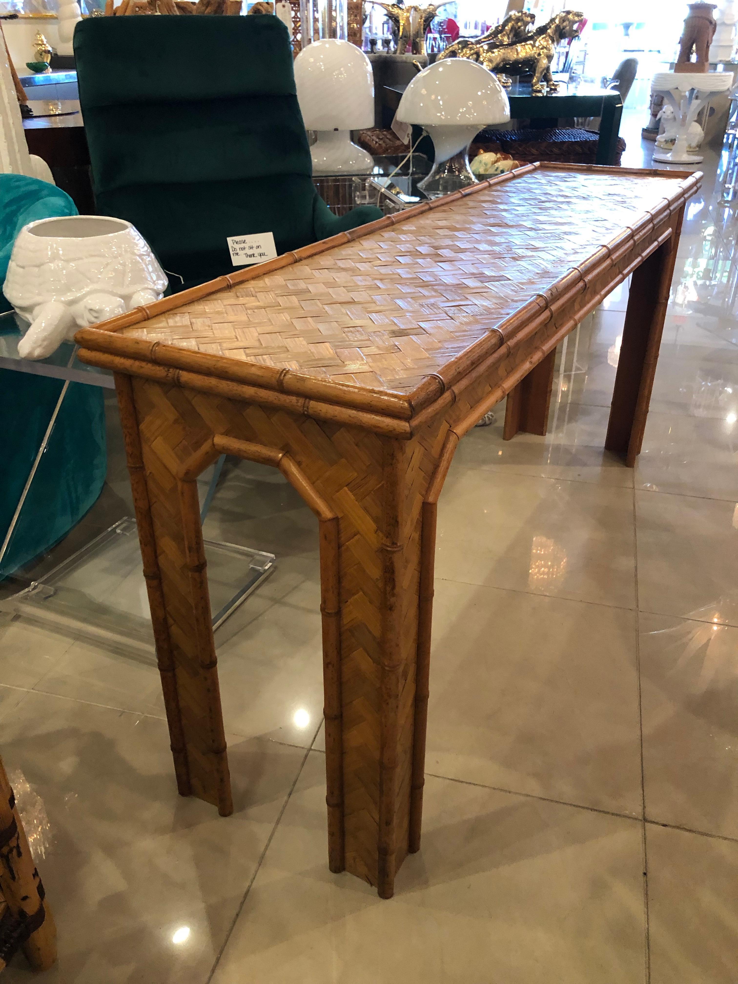 vintage bamboo console table