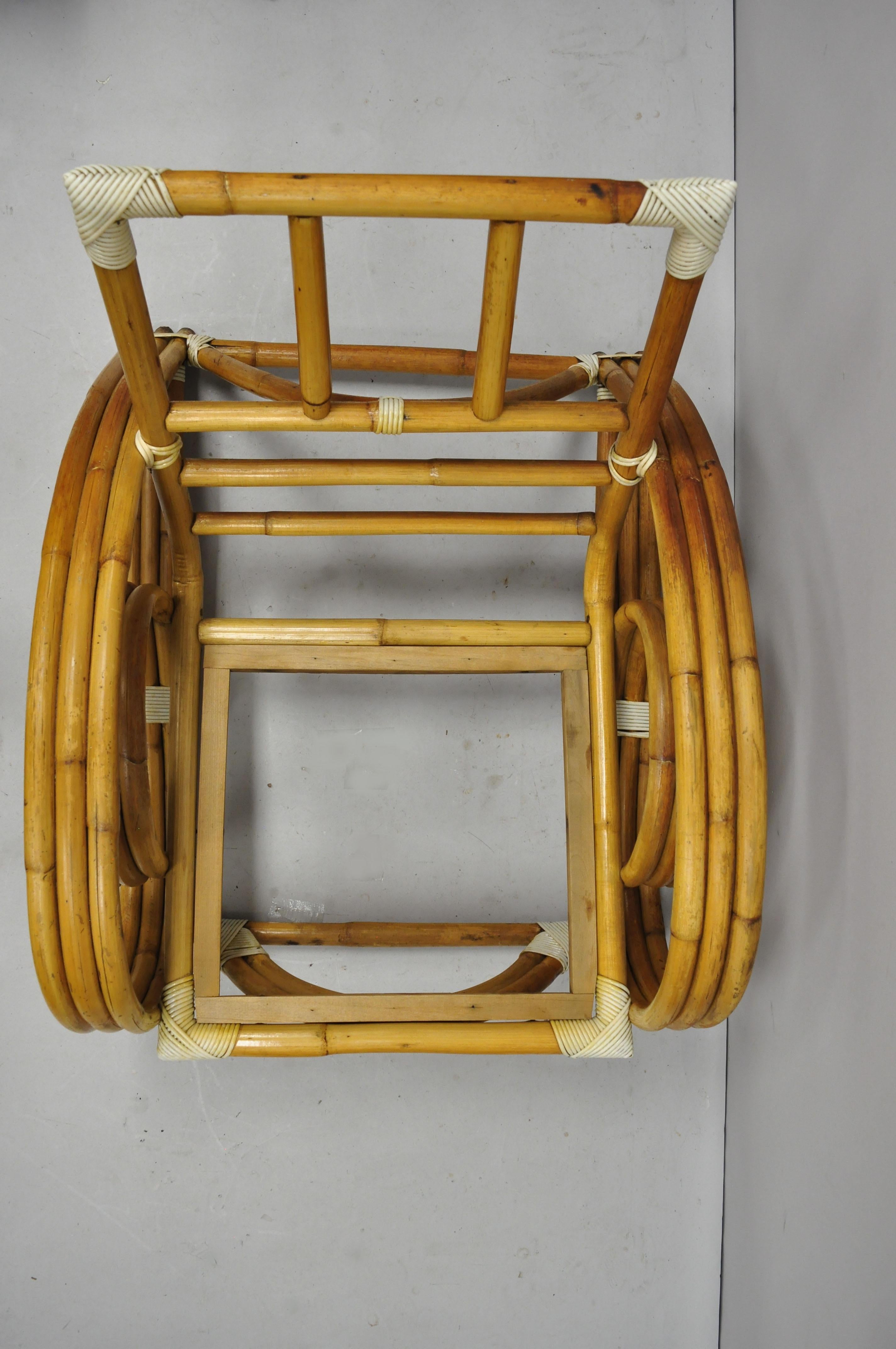 Vintage Tropitan Paul Frankl Style Bamboo Rattan Pretzel Club Lounge Chair 1