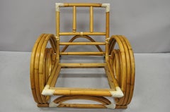 Vintage Tropitan Paul Frankl Style Bamboo Rattan Pretzel Club Lounge Chair
