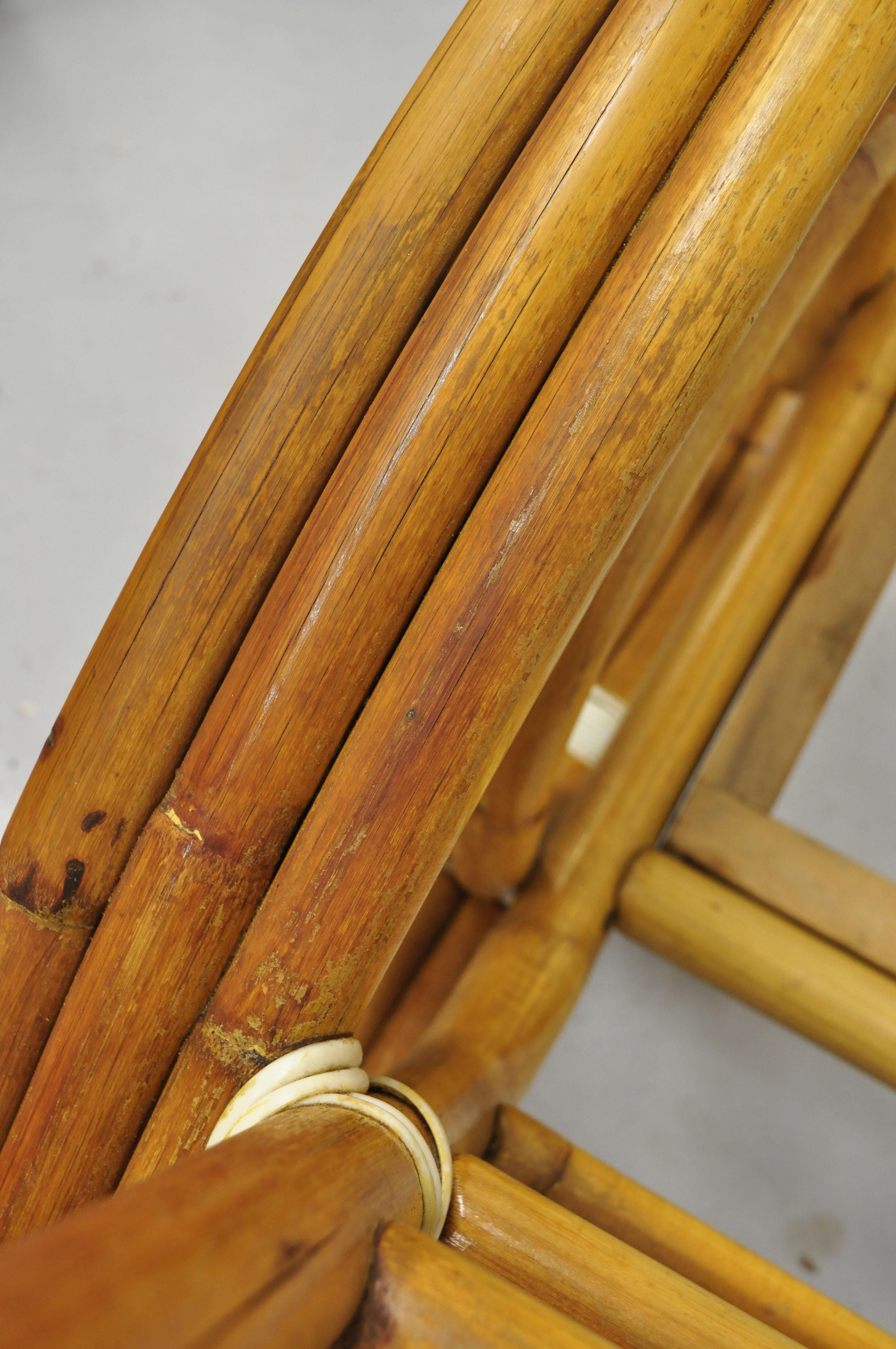 Mid-Century Modern Vintage Tropitan Paul Frankl Style Bamboo Rattan Pretzel Club Lounge Chair